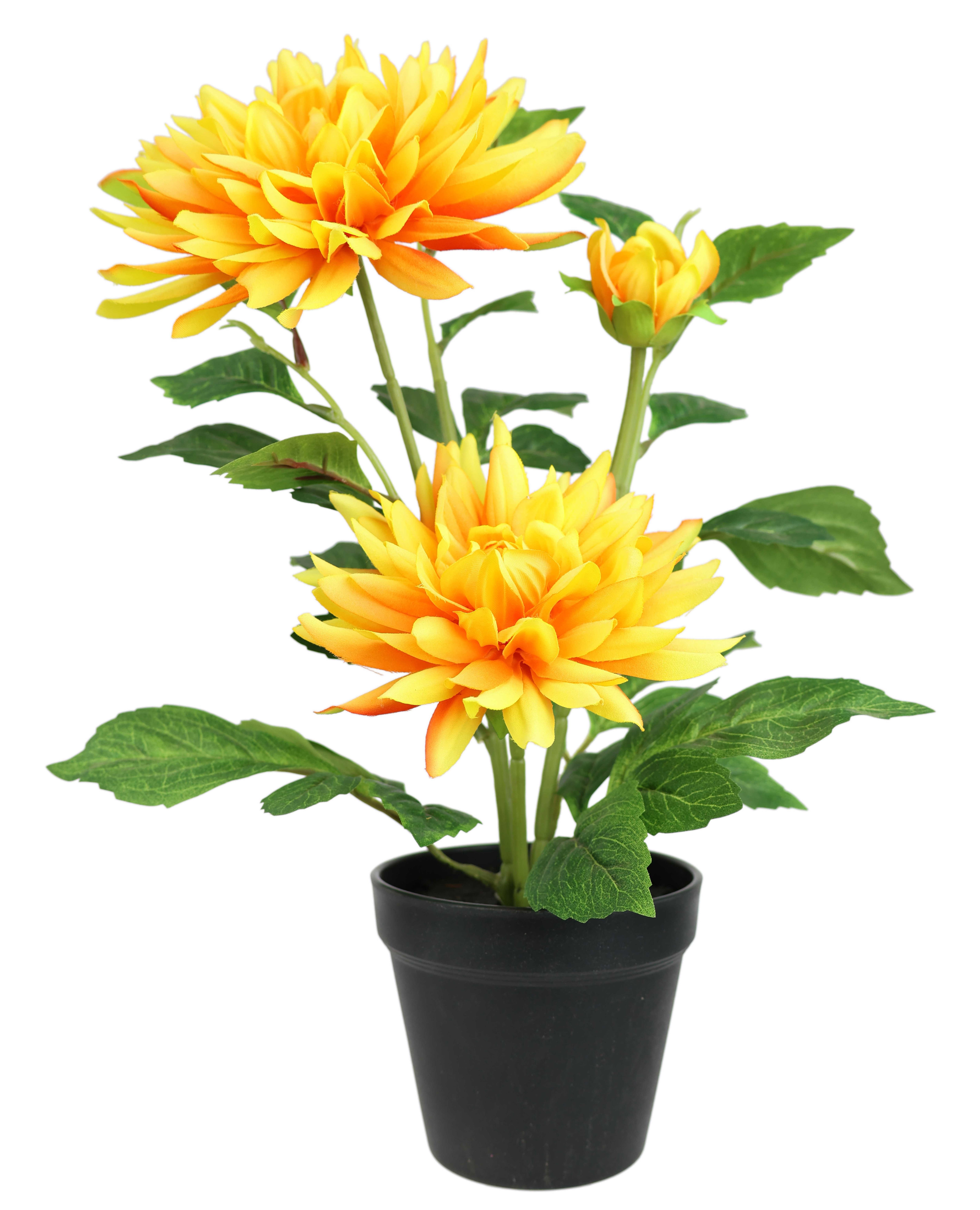 I.GE.A. Kunstblume "Chrysantheme im Topf 40cm" Kunstpflanze Pflanze Blume künstlich Deko Herbstdeko Seidenblume