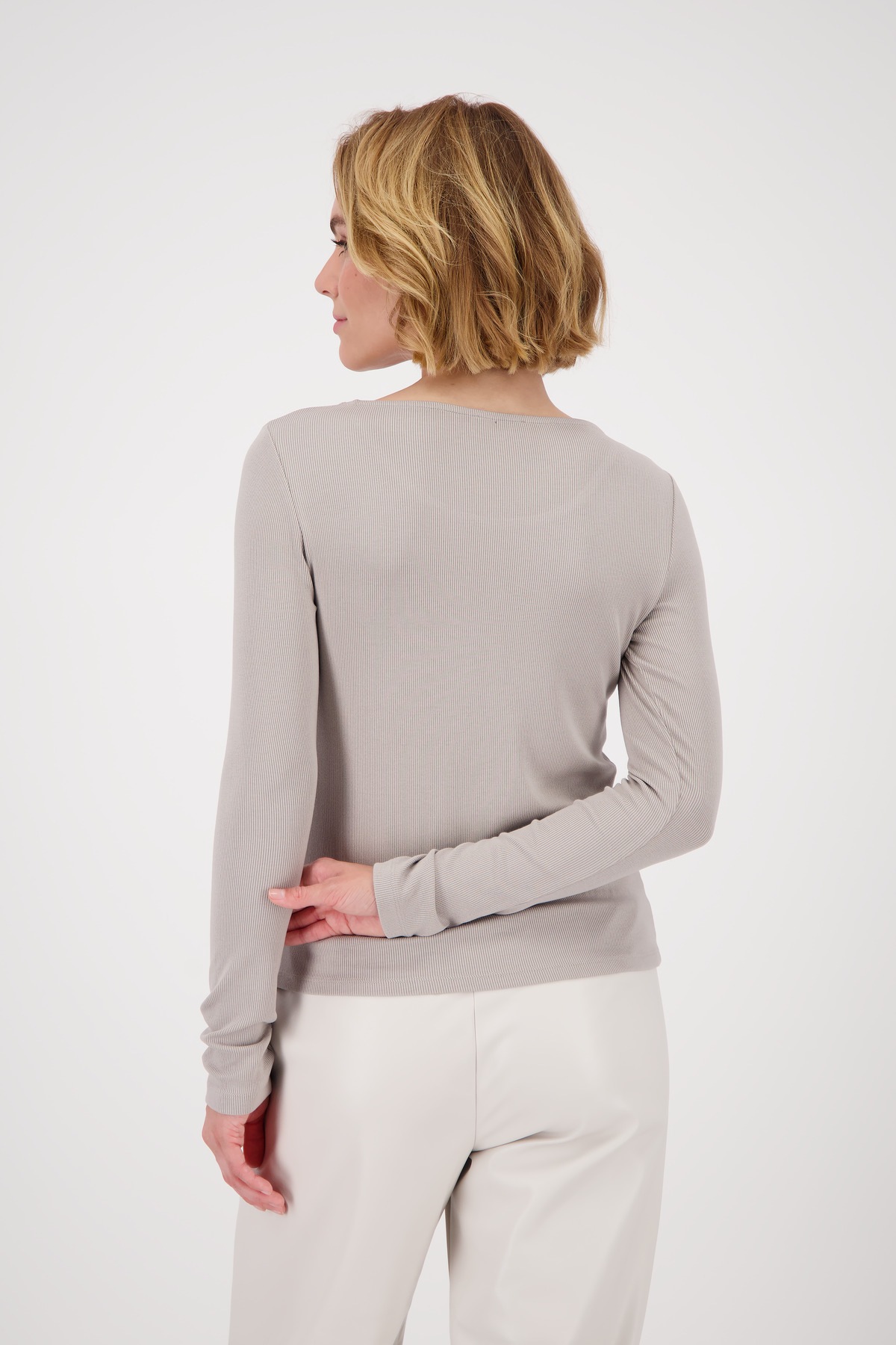 Monari Langarmshirt "Shirt Rippe + Schmuck", Mit Rundhalsausschnitt günstig online kaufen