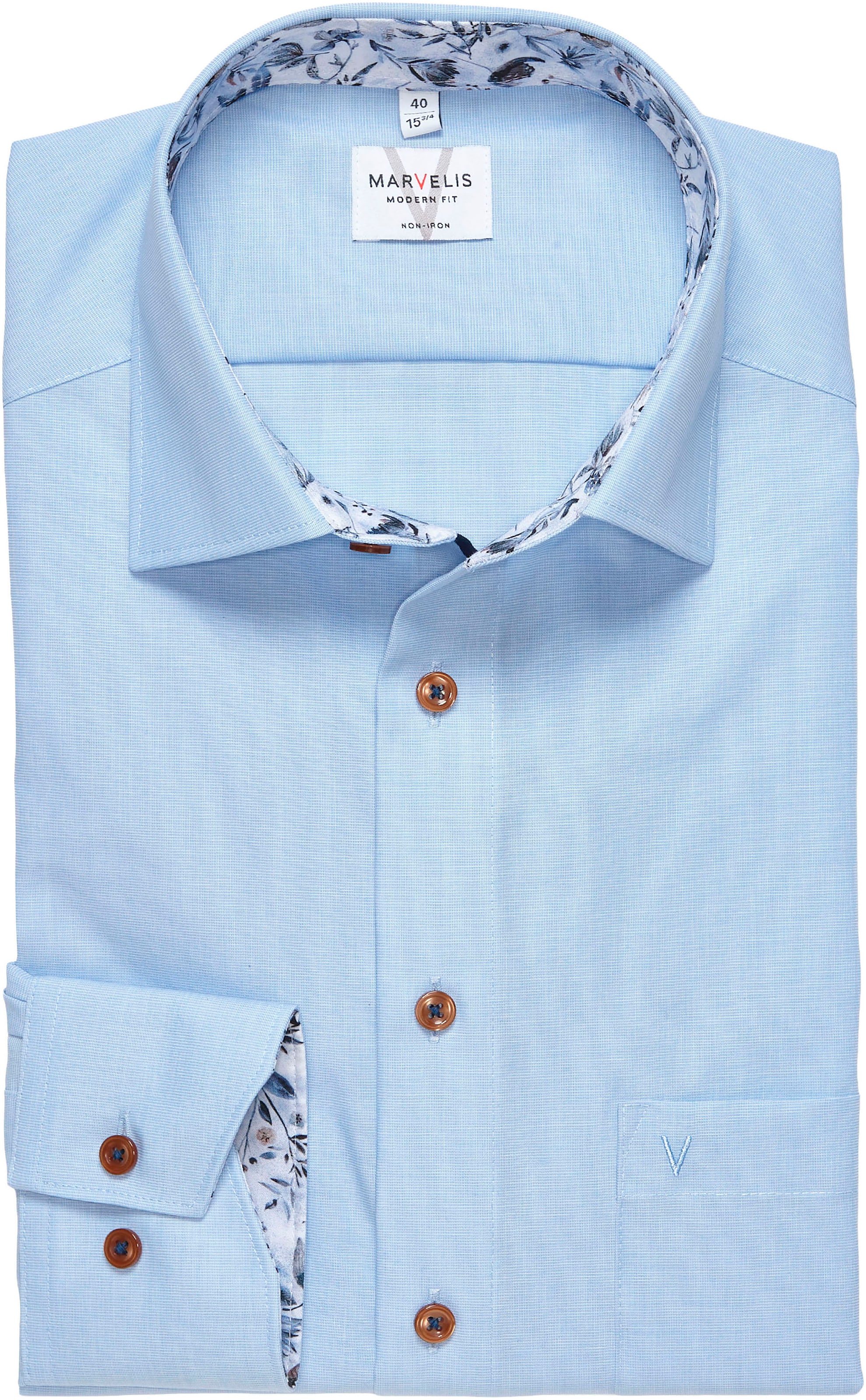 MARVELIS Langarmhemd mit New-Kentkragen, modern fit, bügelfrei günstig online kaufen