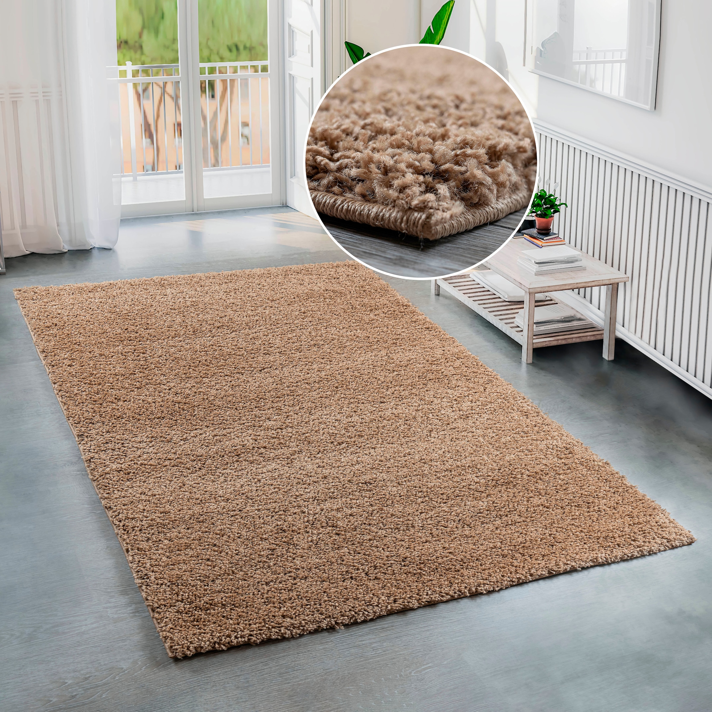 Bruno Banani Hochflor-Teppich "Shaggy Soft", rechteckig, 30 mm Höhe, gewebt, Uni Farben, besonders weich und kuschelig