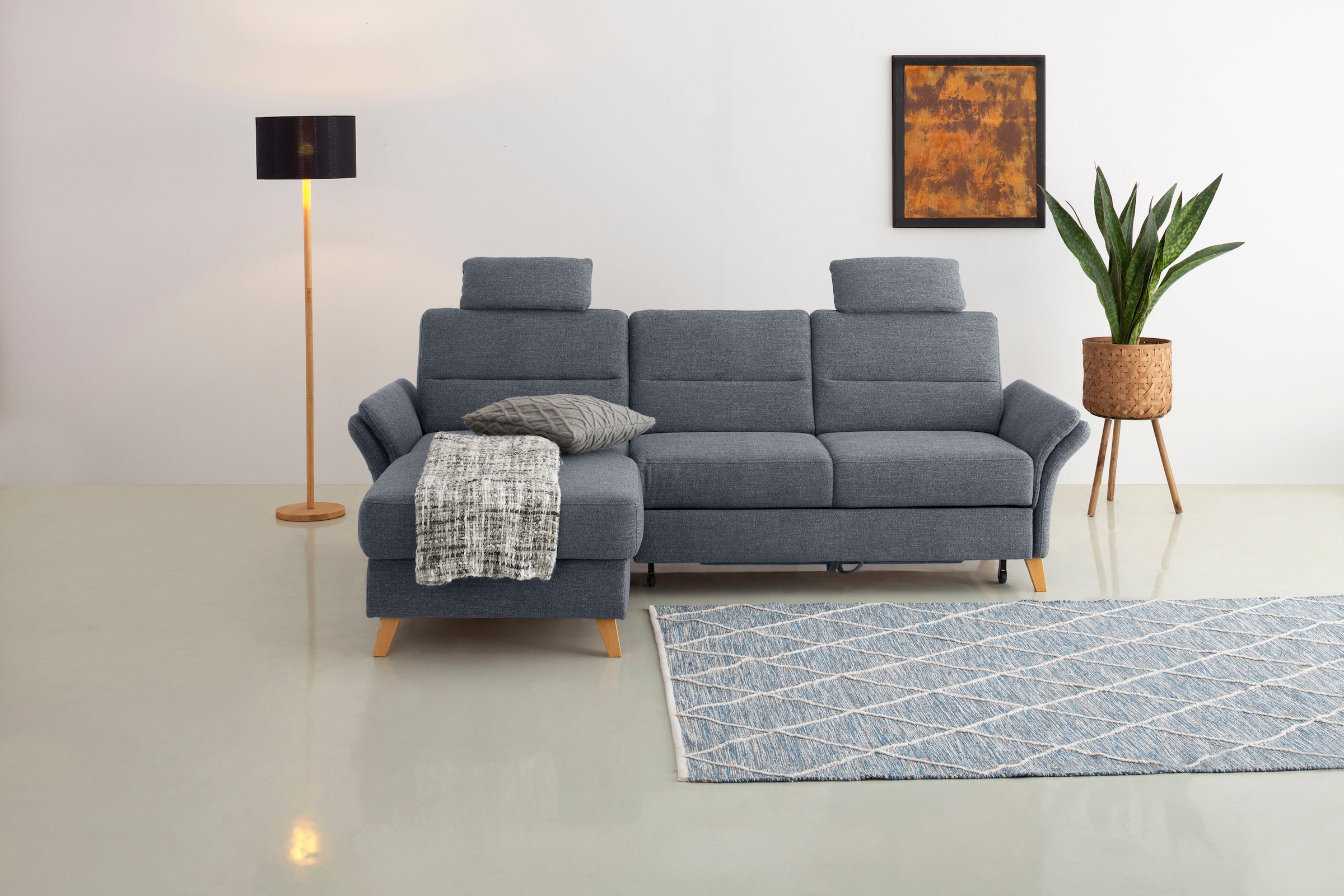 OTTO home Ecksofa "Westerland L-Form" Federkern-Polsterung, wahlweise mit Schlaffunktion, Bettkasten