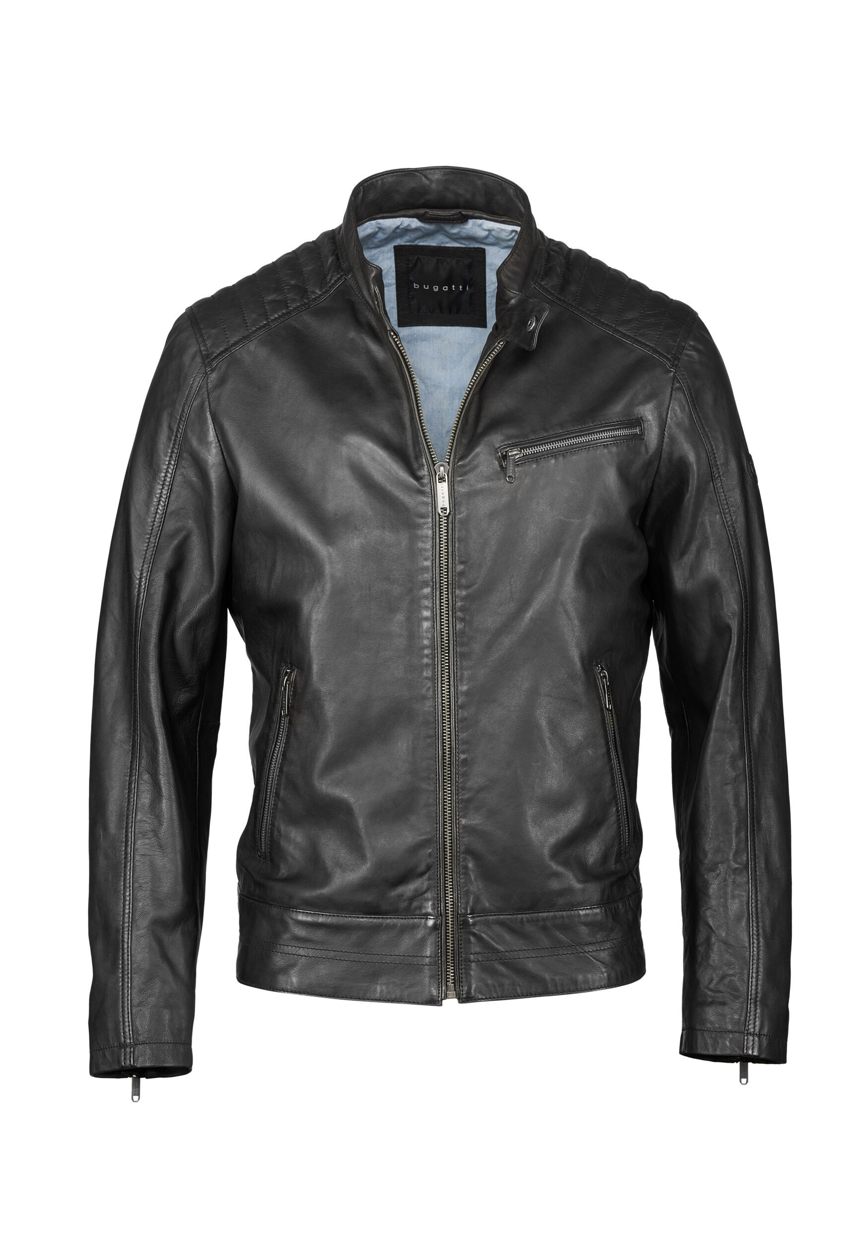 bugatti Lederjacke "BUDOMENICO" ohne Kapuze mit Stehkragen