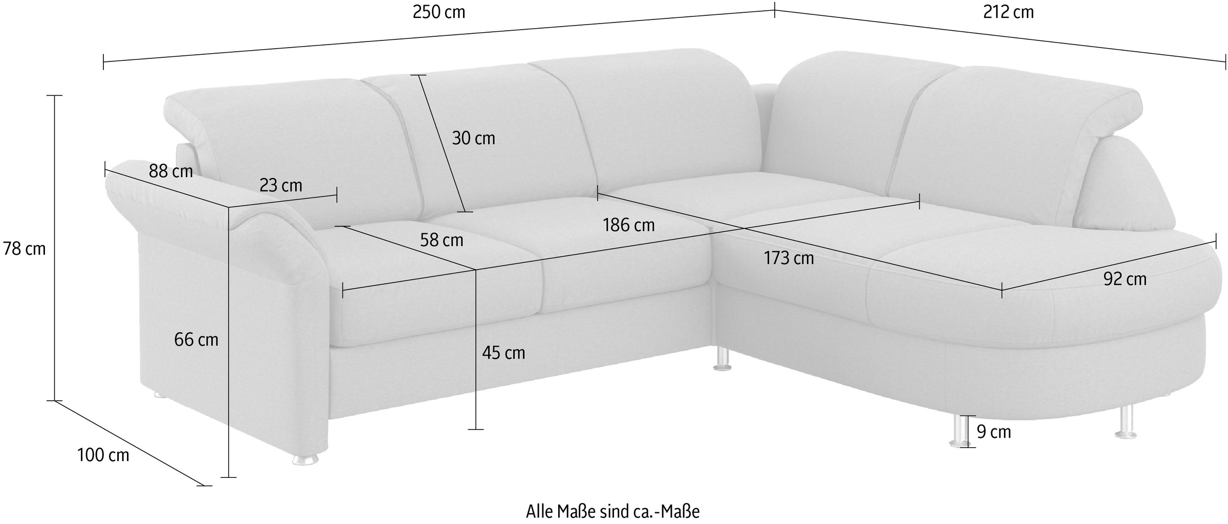 sit&more Ecksofa »Apulia L-Form«, wahlweise Bettfunktion, Bettkasten und Kopf- und Armteilverstellung