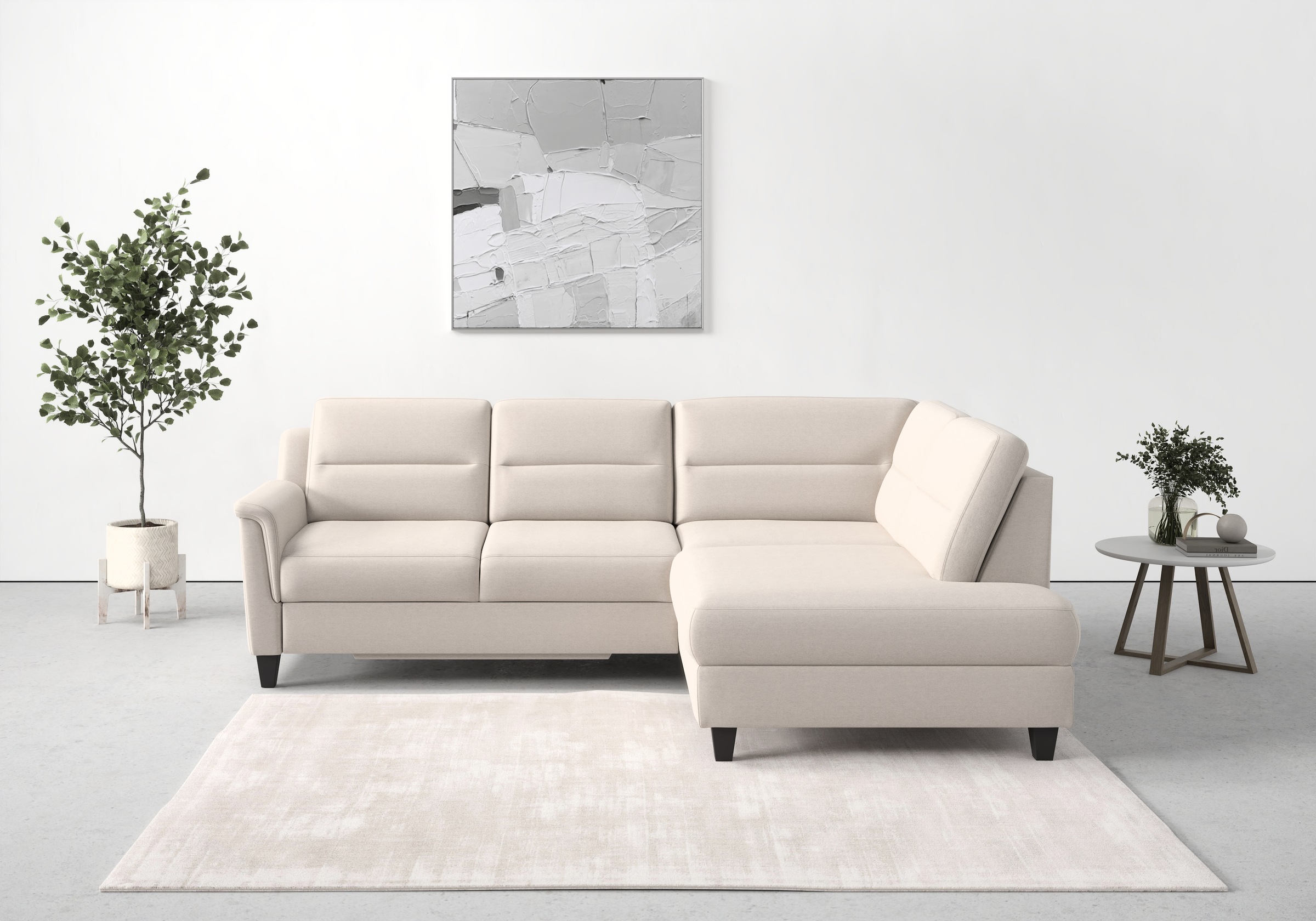 sit&more Ecksofa »Farö L-Form« inklusive Federkern, wahlweise mit Bettfunktion und Bettkasten