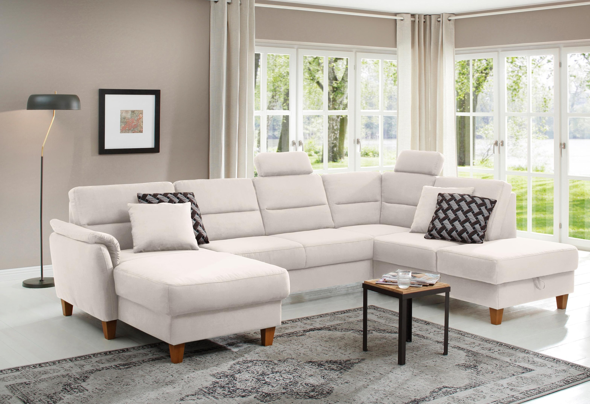 Home affaire Wohnlandschaft "Palmera U-Form, B: 308 cm", optional Bettfunkt günstig online kaufen