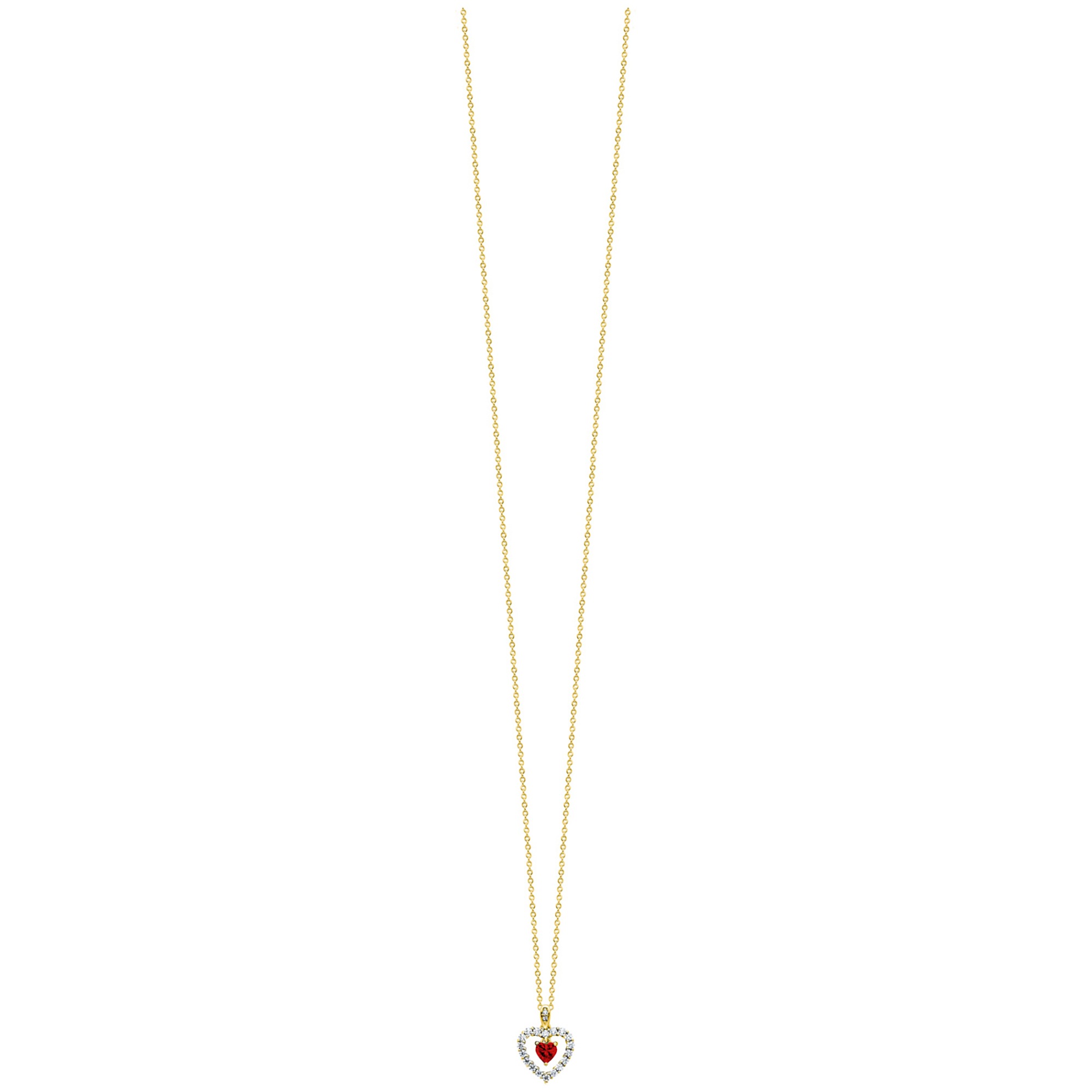 Julie Julsen Kette mit Anhänger »925/- Sterling Silber vergoldet Herz mit Zirkonia weiß und rot«