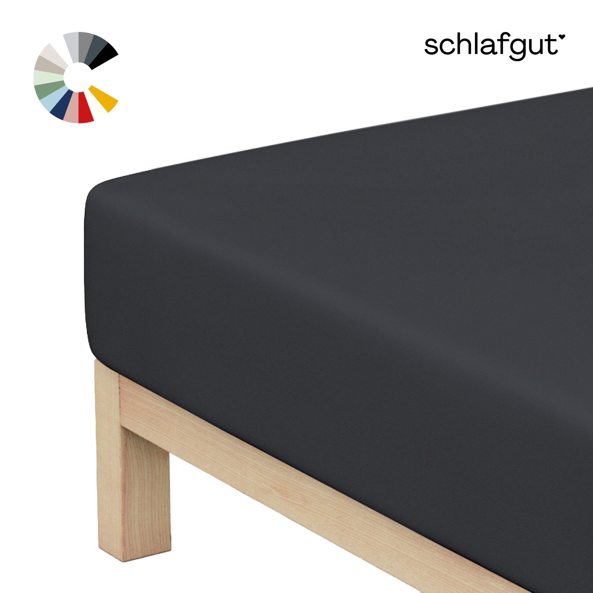 Schlafgut Spannbettlaken "Basic Cotton Bettlaken, 160 g/m², 100% Baumwolle, Spannbetttuch" Spannbettlaken bis 20 cm Matratzenhöhe, bügelfrei und pflegeleicht