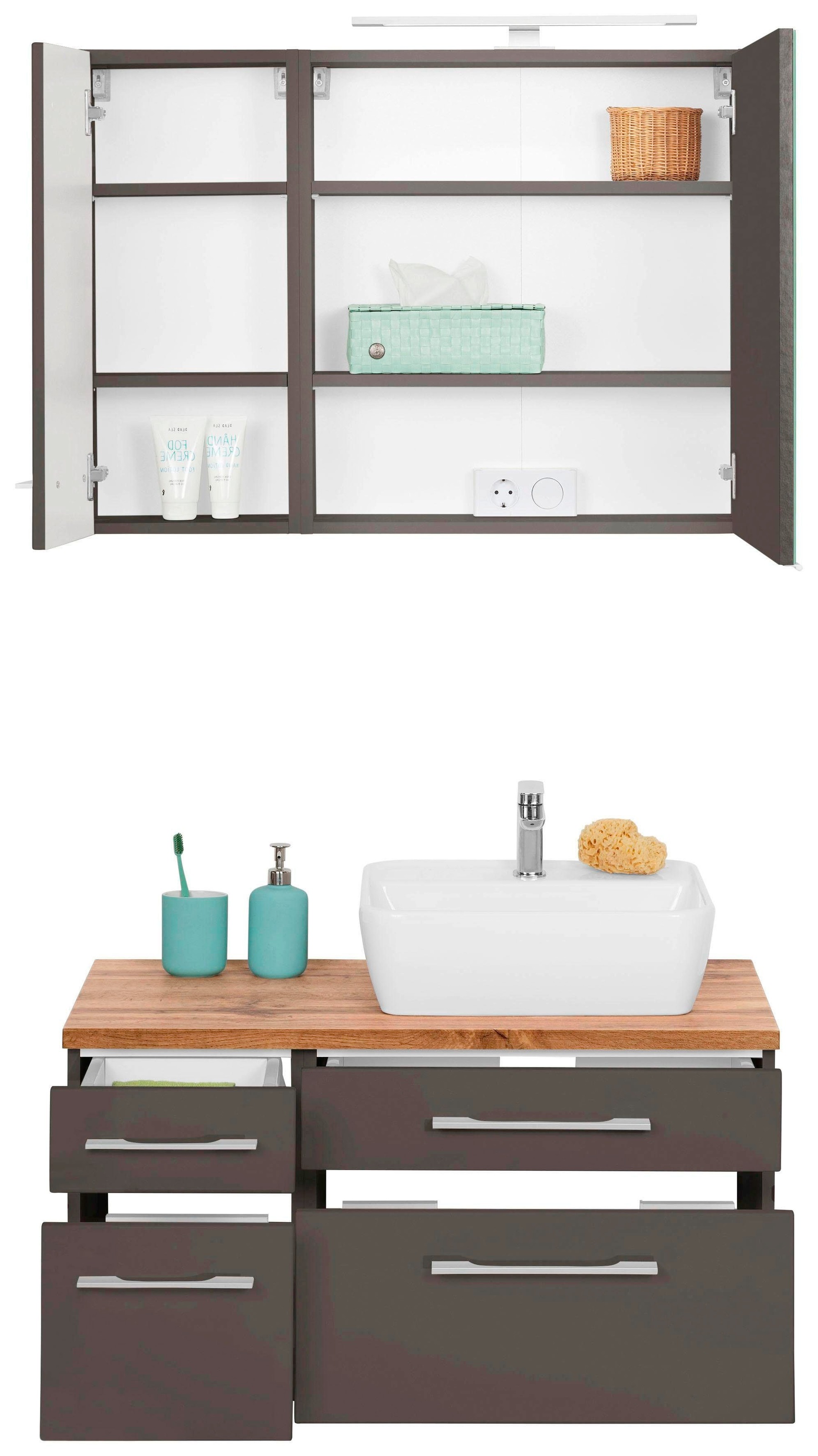 welltime Badmöbel-Set "Davos" 3 Stk. tlg. Breite 50 cm, mit extra Regal günstig online kaufen