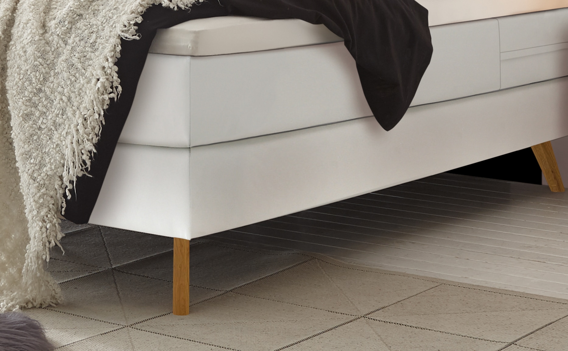HASENA Boxspringbett Nordic, inkl. Topper, Kopfteilrahmen und Füsse aus massiver Eiche