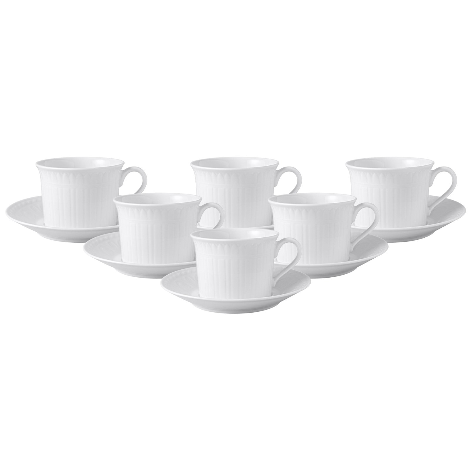 Villeroy & Boch Tasse "Espressotassen mit Untertassen Cellini 100 ml 6er Set weiß" Spülmaschinengeeignet, Mikrowellenfest