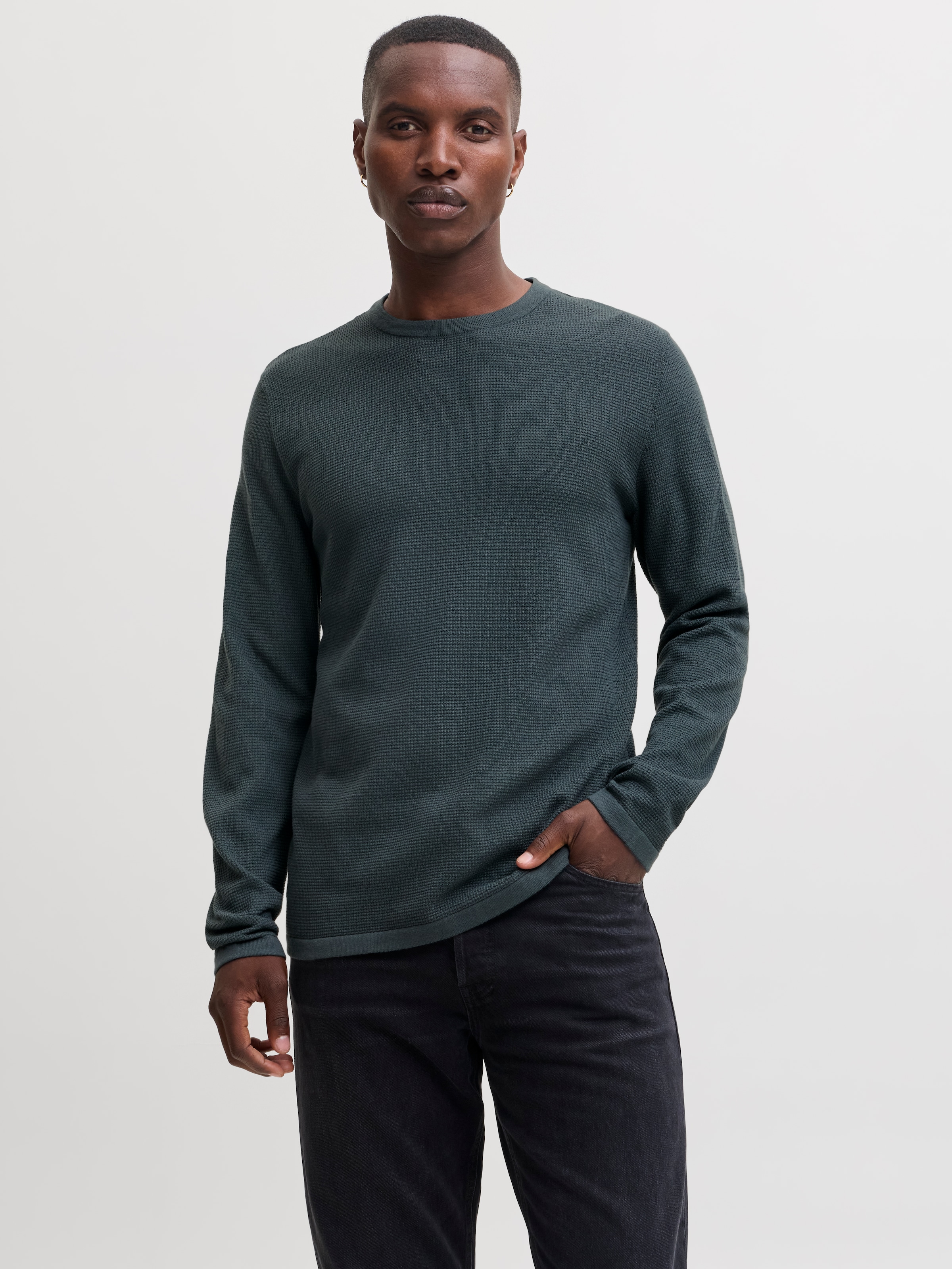Jack & Jones Rundhalspullover "JJEAUSTIN KNIT CREW NECK NOOS" Baumwollmischung, regular fit