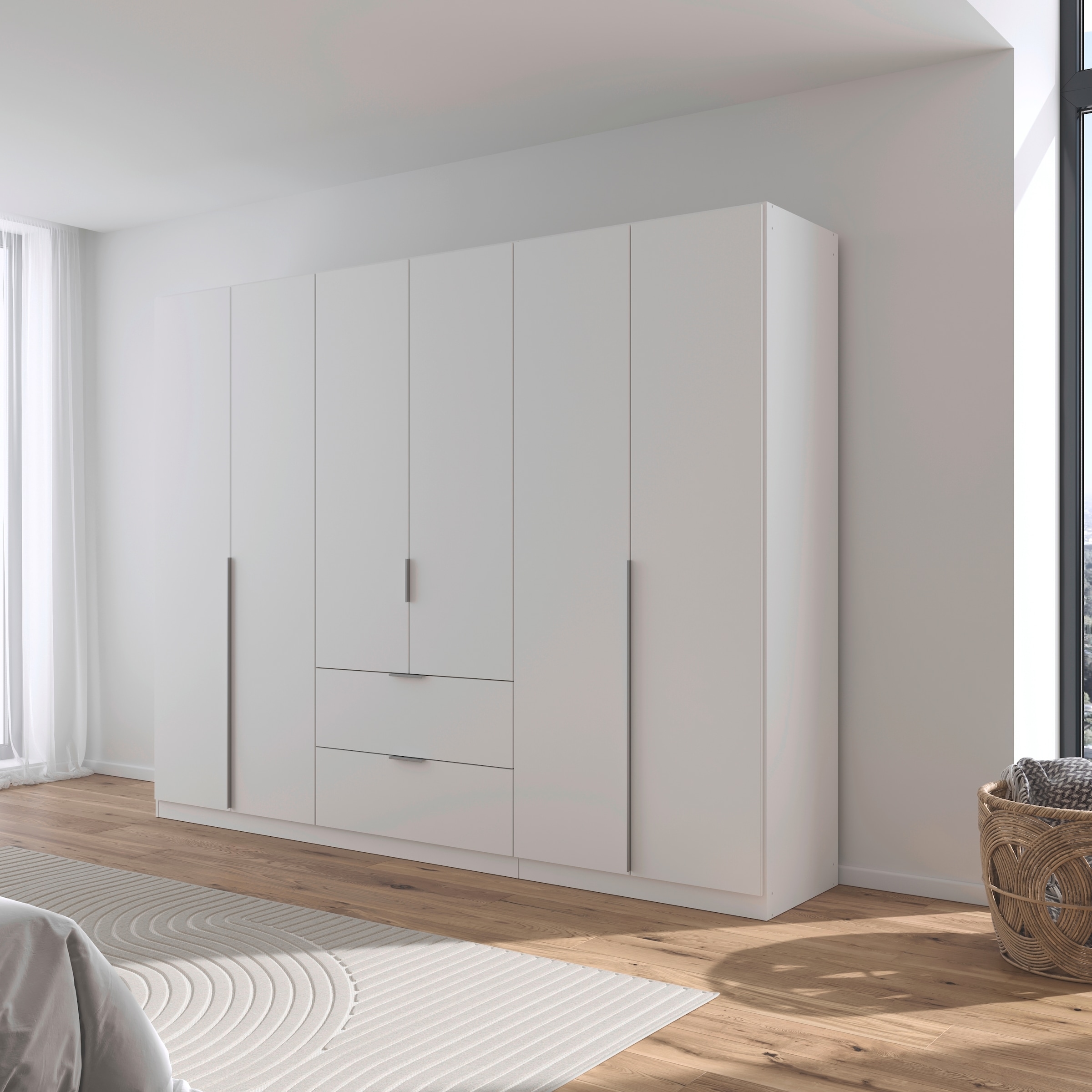 rauch Drehtürenschrank »Kleiderschrank Schrank Garderobe AGORDO mit Dekor- oder Hochglanzfront«, (in zwei Griff-Farben mit Dekor- oder Hochglanzfront), mit Außenschubkästen, in 6 Breiten und 2 Höhen MADE IN GERMANY