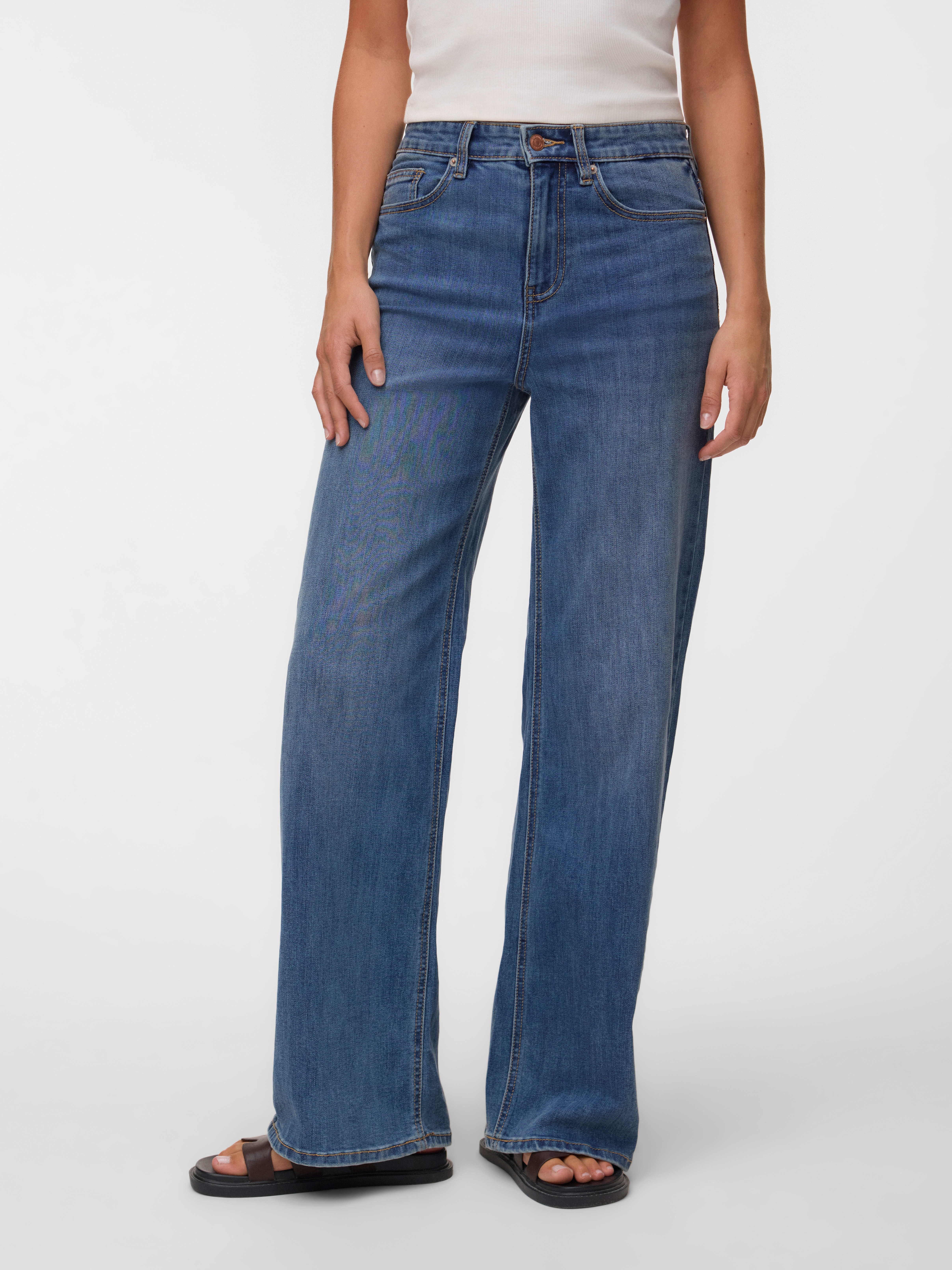 Vero Moda High-waist-Jeans "VMOLIVIA STRETCH HR WIDE JNS LI3182 NOOS" Baumwollmischung, high waist, wide fit