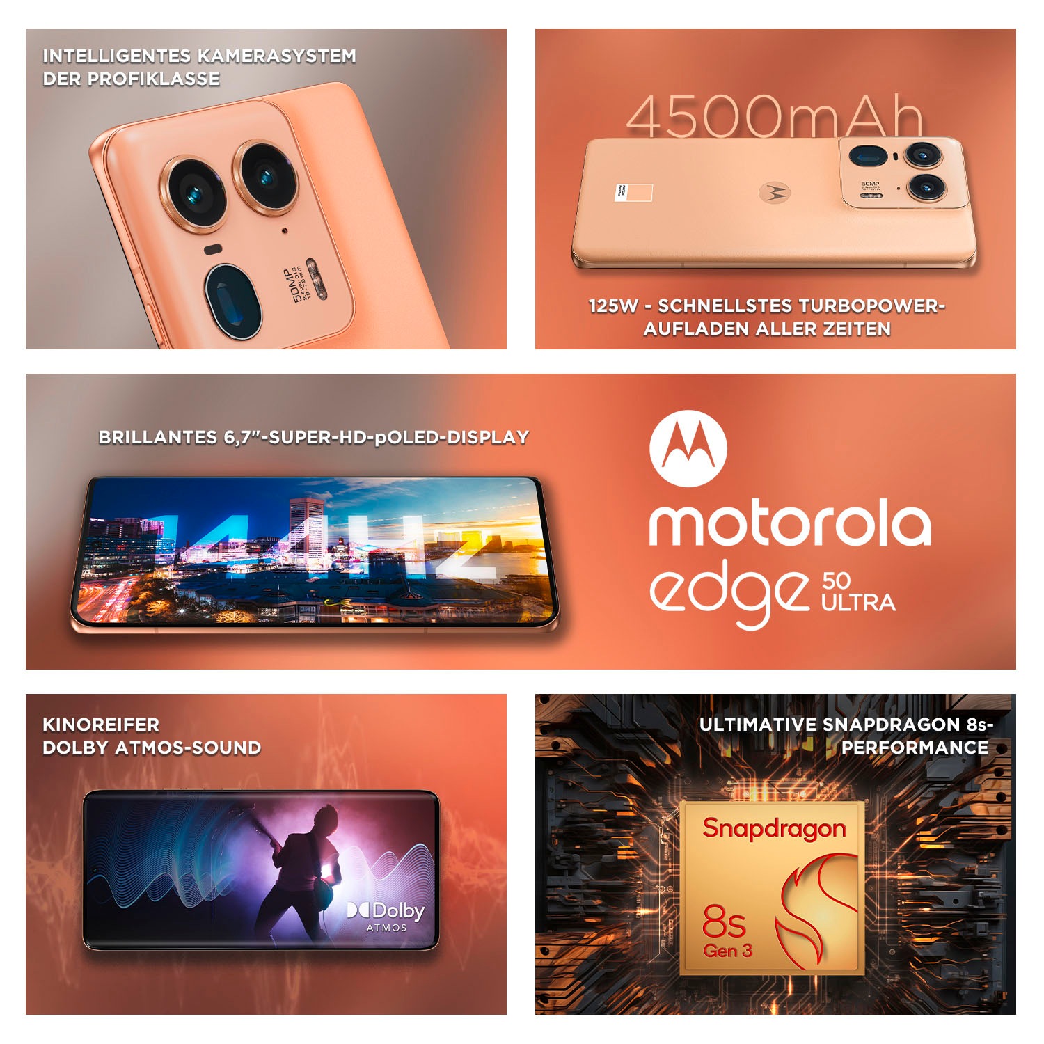 Motorola Smartphone »edge50 ultra«, peach fuzz