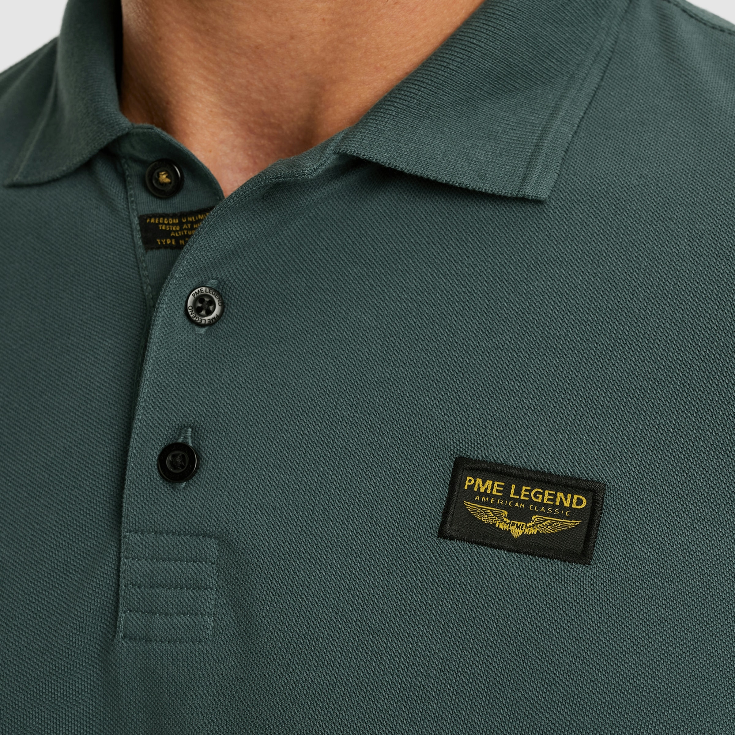 PME LEGEND Langarm-Poloshirt, mit Logo Stickerei