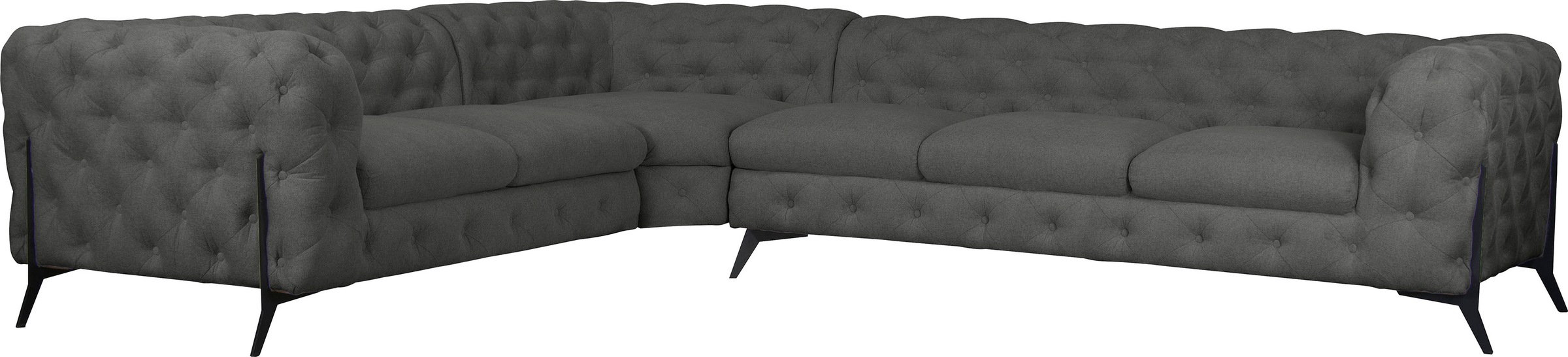 Leonique Chesterfield-Sofa »Amaury L-Form«, großes Ecksofa, Chesterfield-Optik, Breite 323 cm, Fußfarbe wählbar