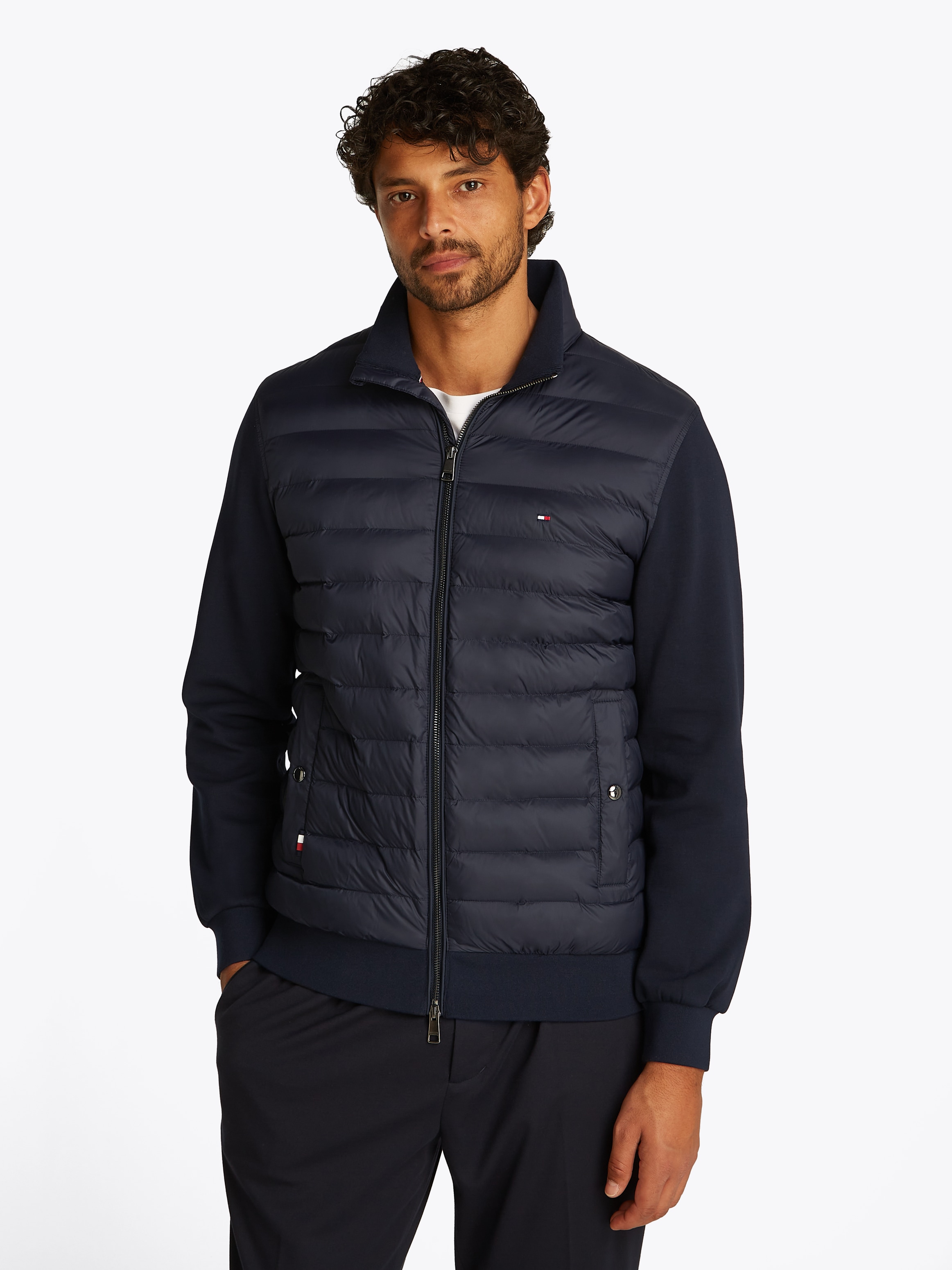 Tommy Hilfiger Sweatjacke »MIX MEDIA STAND CLLR«, mit Steppung