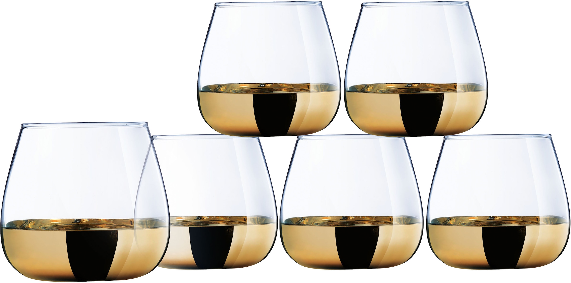 Leonique Whiskyglas »Trinkglas Donella«, (Set, 6 tlg.), Gläser Set, mit hochwertigem Golddekor, 6-teilig
