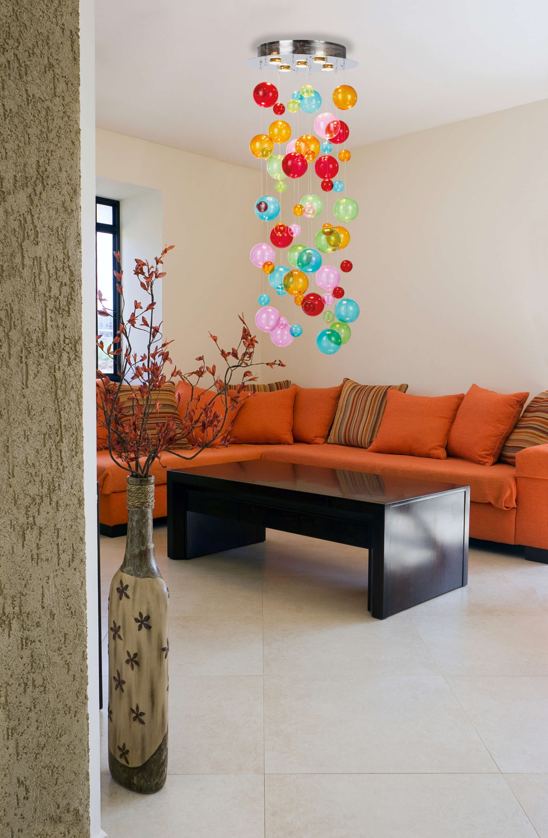 näve LED Pendelleuchte »Explosion« GU10 1 Stk. Warmweiß kleine und große bunte Glaskugeln, inkl. GU10 Leuchtmittel warmweiß