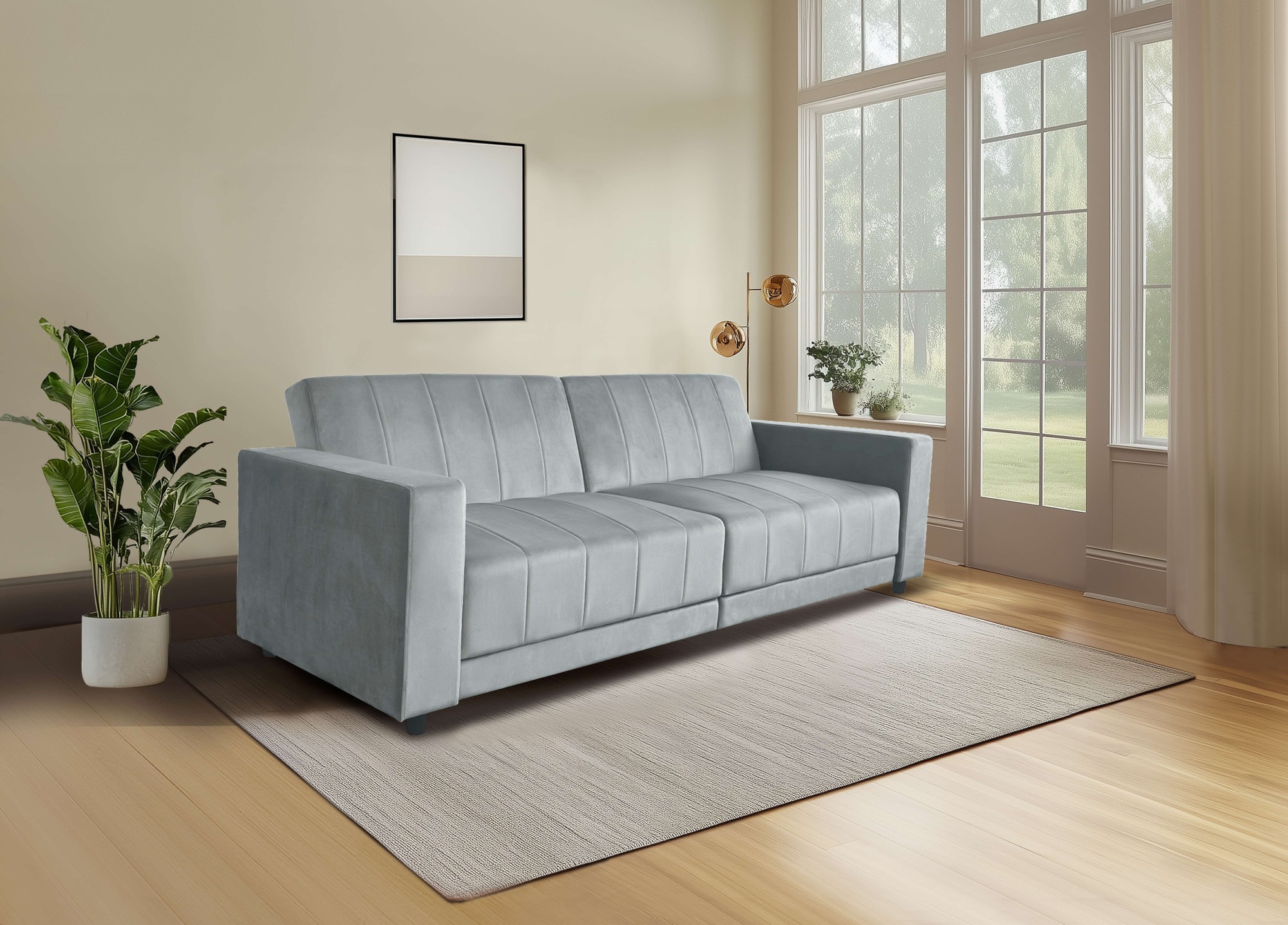 Dorel Home 3-Sitzer »Allie II Schlafsofa 225 cm«, Bett-Funktion (108/190cm), Rückenlehne 2-teilig, mit Steppung