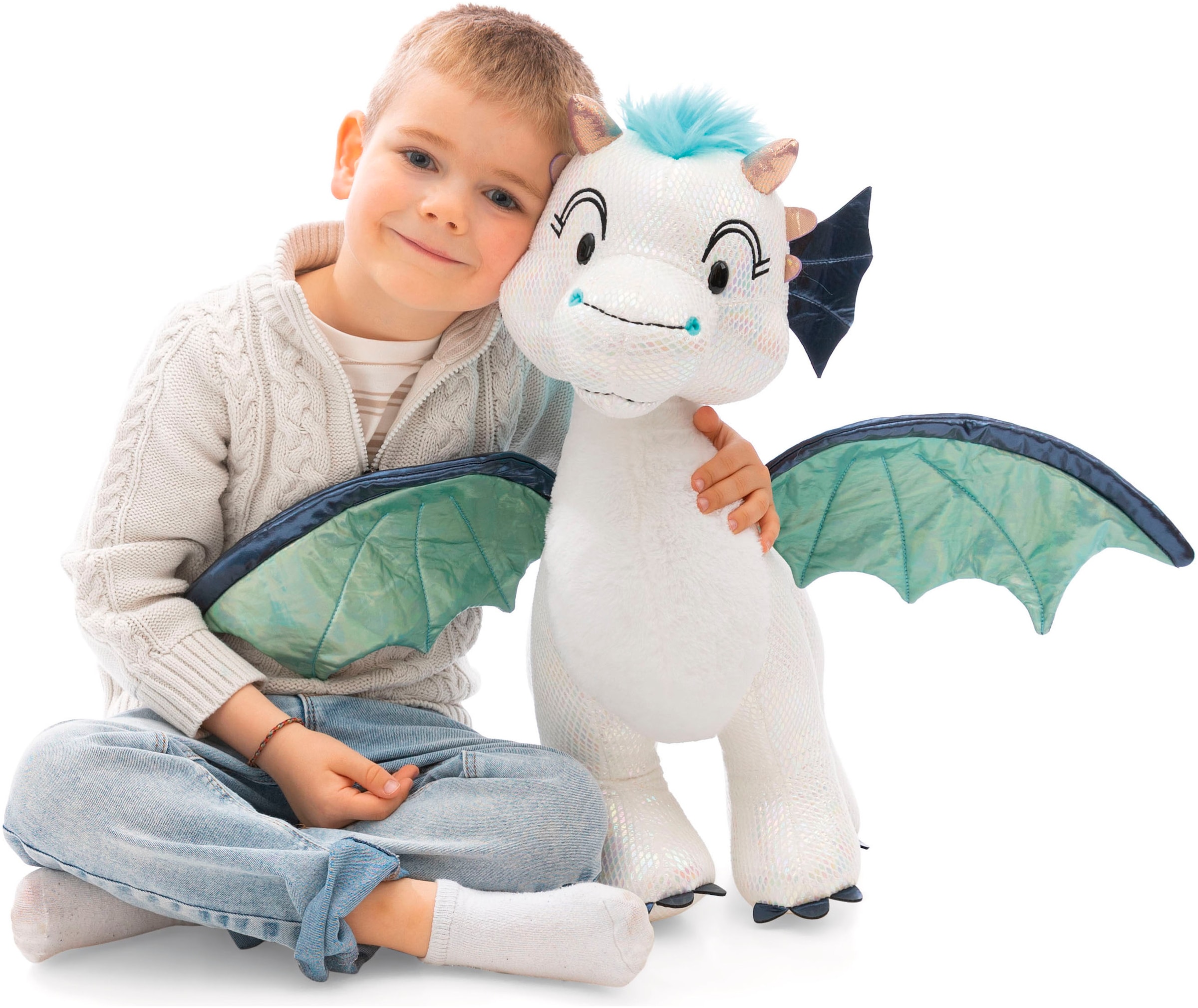 Nici Kuscheltier »Winter, Drache Zafura,  50 cm stehend« sitzend; enthält recyceltes Material