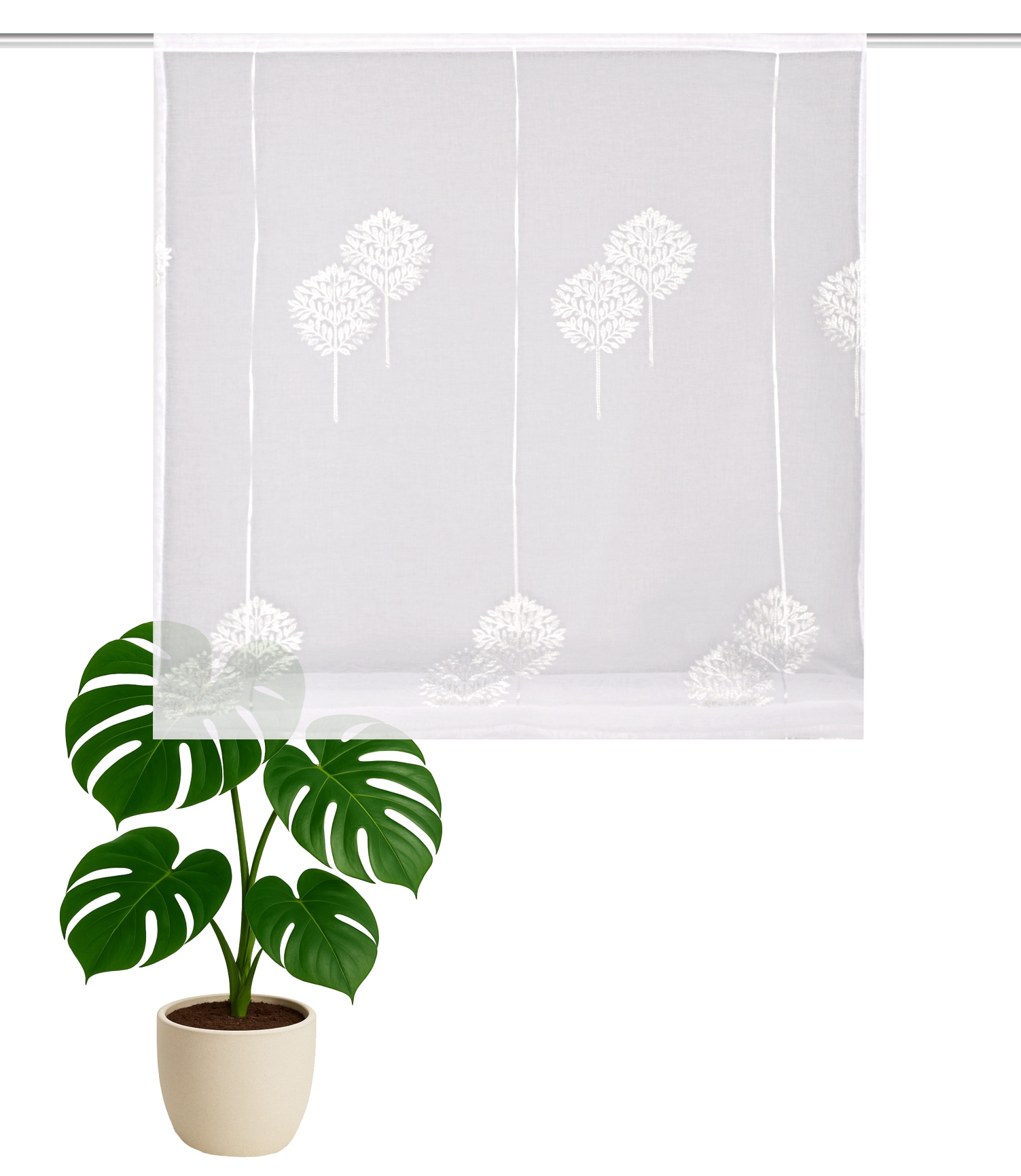 HOME WOHNIDEEN Raffrollo »EDISION« mit Hakenaufhängung ohne Bohren und Schrauben bestickt