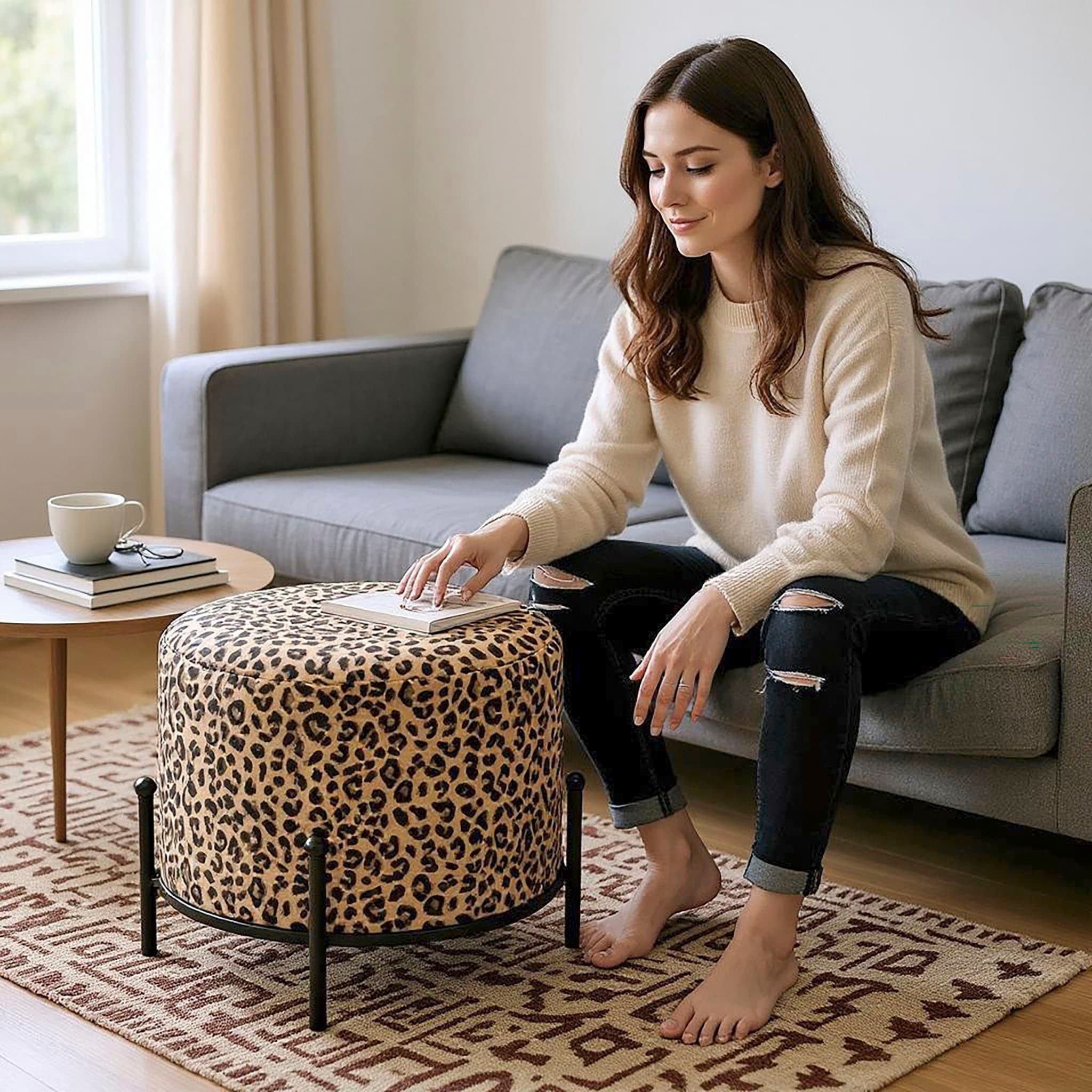 HAKU Hocker »Pouf, Schemel, Stockerl« rund - aus Textil Gold - Ø/H 48/40 cm