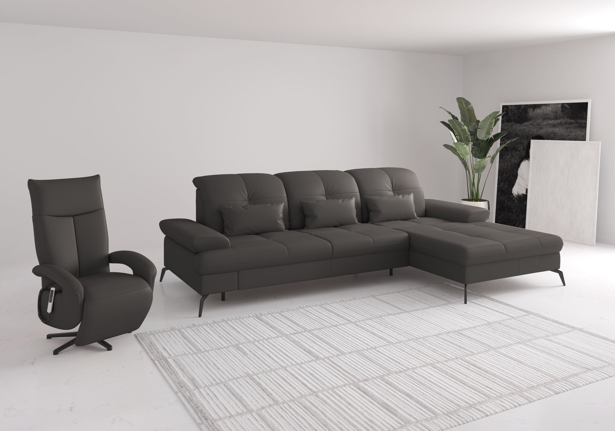 sit&more Ecksofa »Amica, L-Form, inkl. Sitztiefenverstellung & Armteilverstellung«, wahlweise mit Bettfunktion, Bettkasten und Kopfteilverstellung