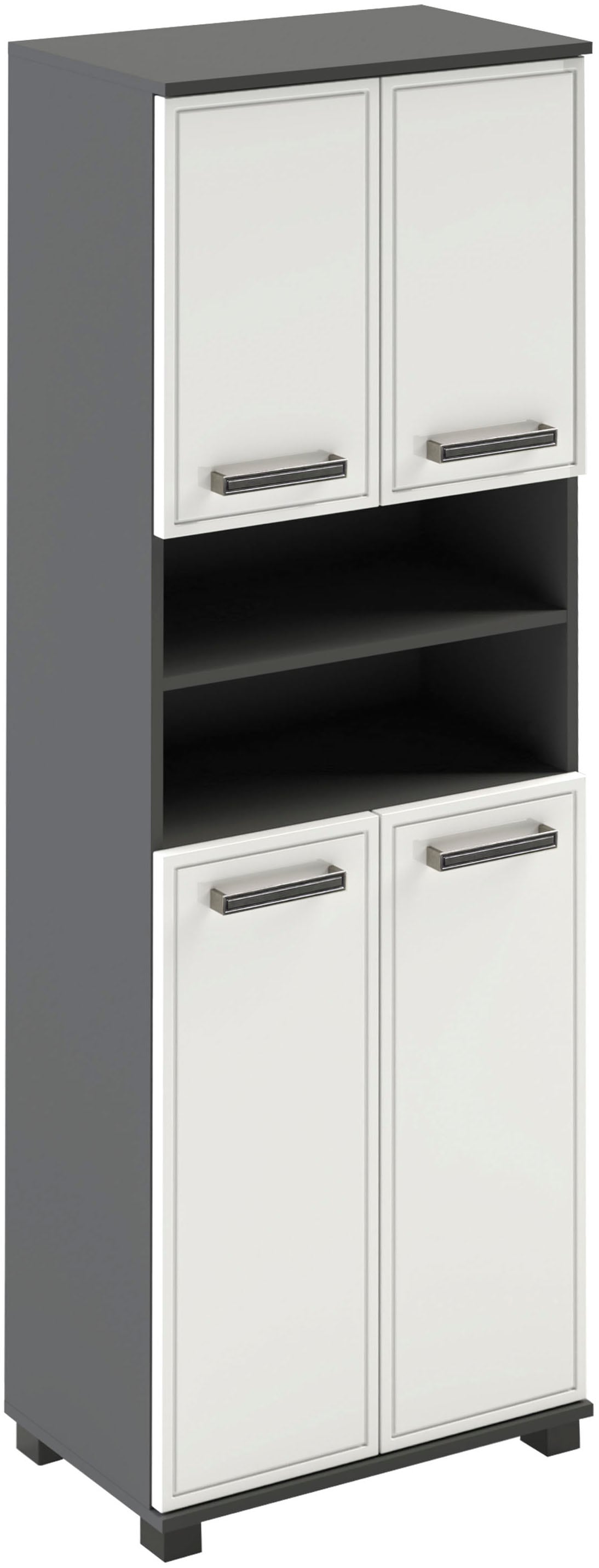 Schildmeyer Midischrank "ADANA Badezimmerschrank, Höhe 180,9 cm, 4 Türen, MADE IN GERMANY" 1 Stk. tlg. tiefgezogene MDF-Fronten - umlaufende Rahmenprägung, MADE IN GERMANY