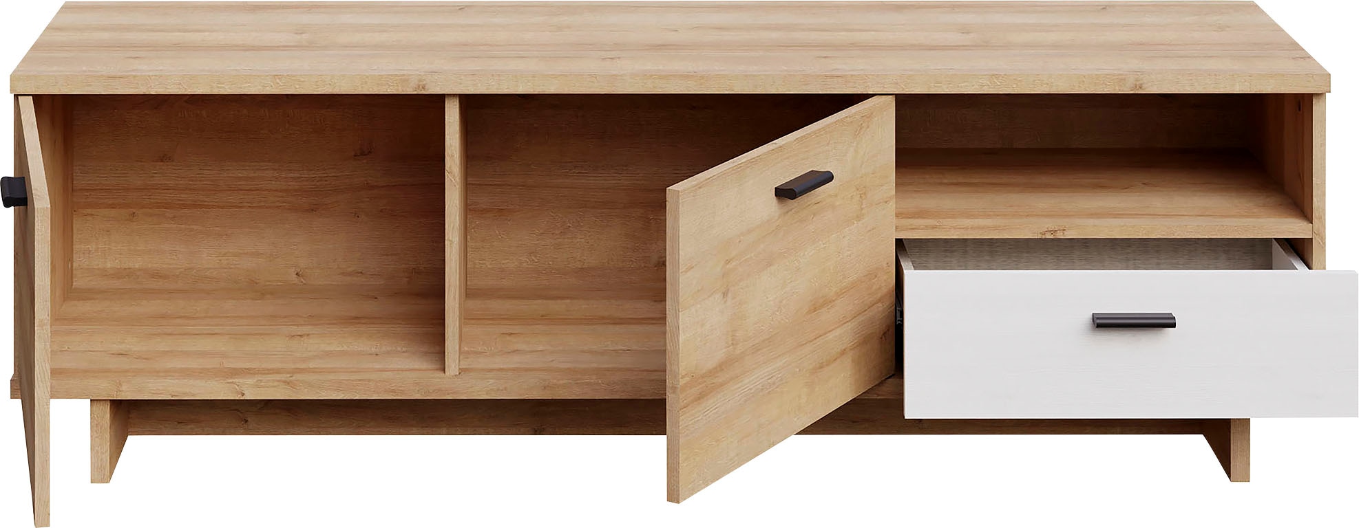 FORTE TV-Schrank »Chesapeak TV-Schrank, 2 Türen, 1 Schubkasten, Metallfüße, 150 cm breit«, (B/H/T 149,6/47,3/41,3 cm), TV-Bank, 150 cm breit, Metallfuß, 2 Türen, 1 Schublade, offenes Fach