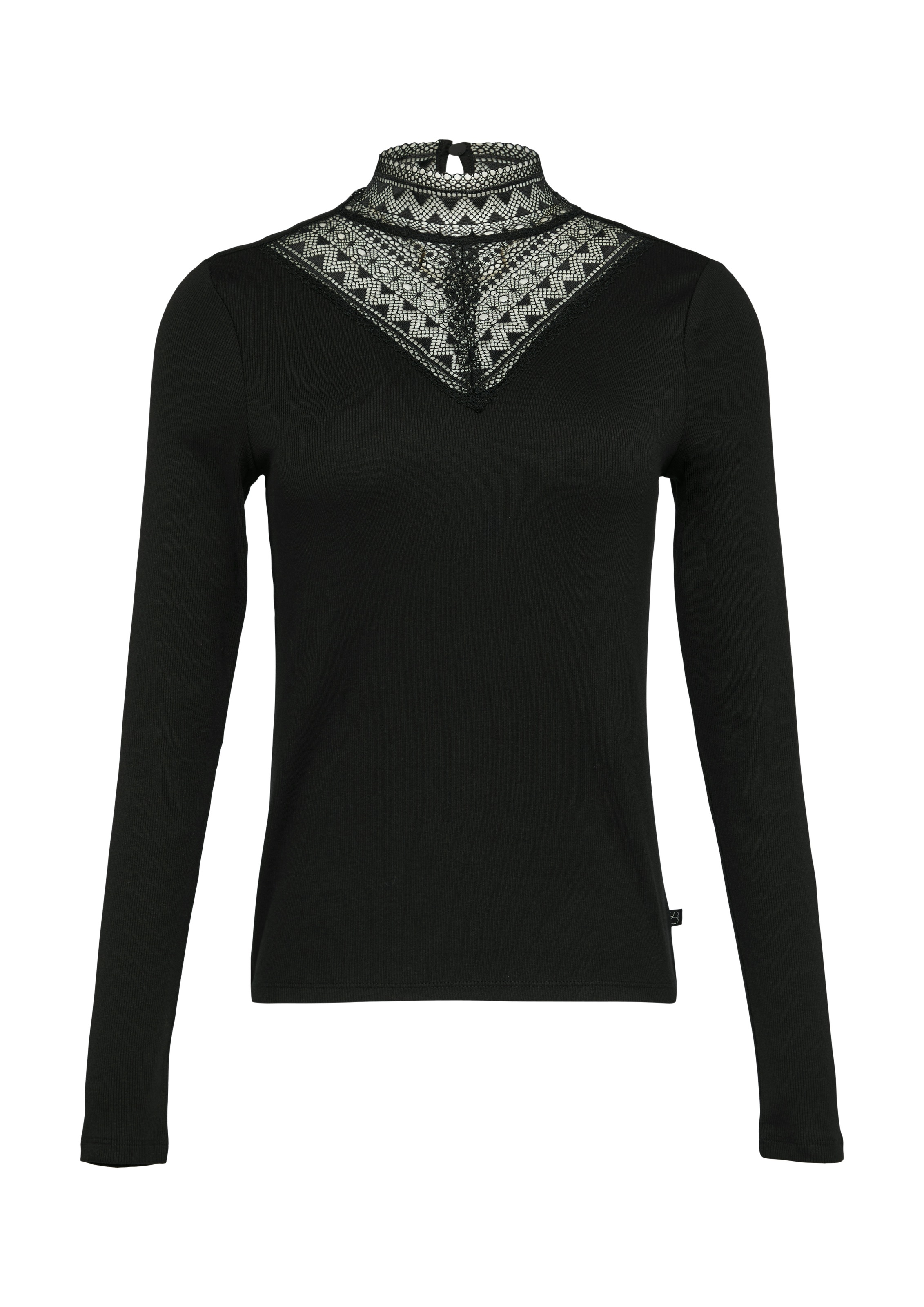 QS Langarmshirt, mit Spitzeneinsatz