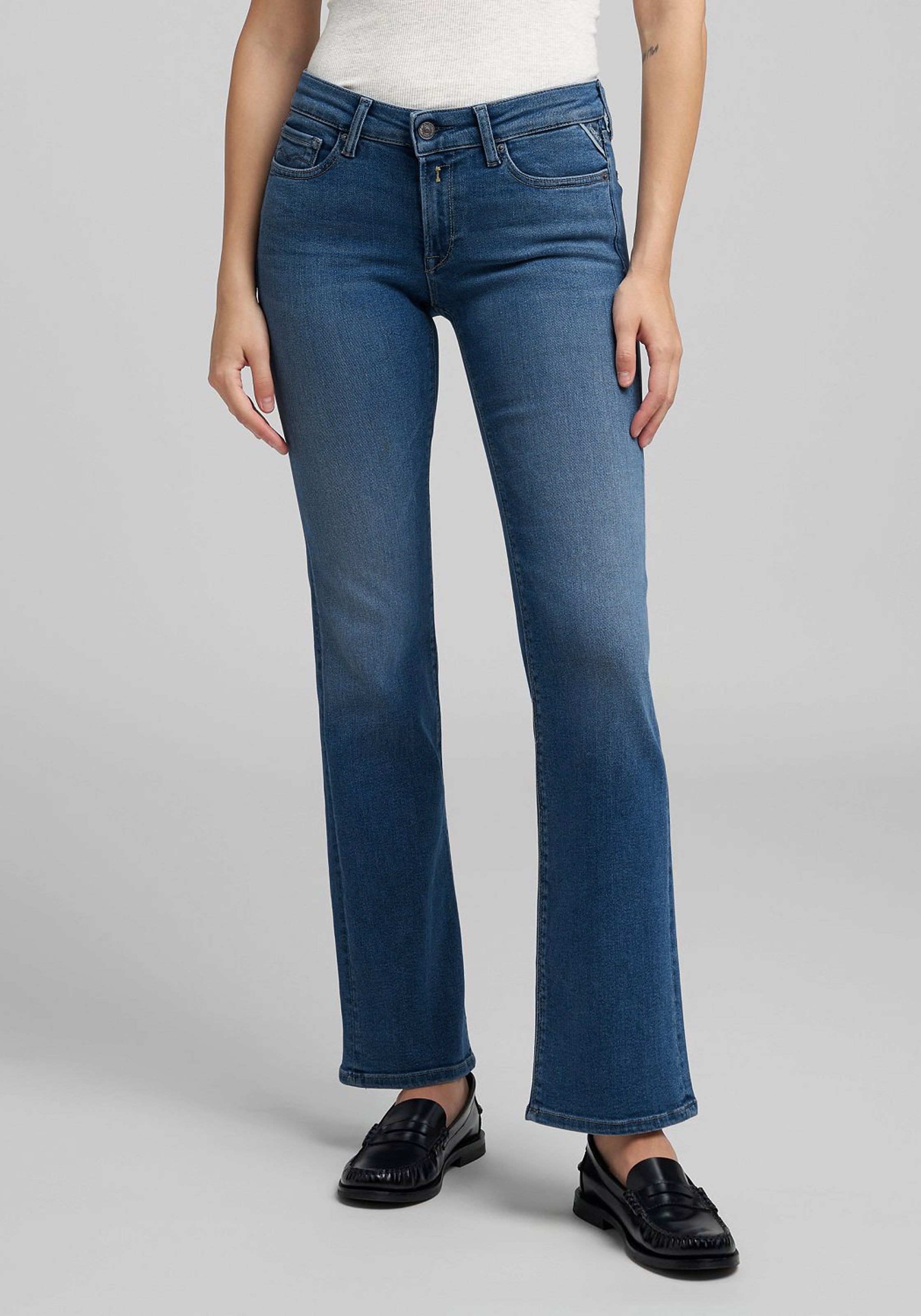 Replay Bootcut-Jeans "NEW LUZ" mit gesticktem R an der Gesäßtasche günstig online kaufen