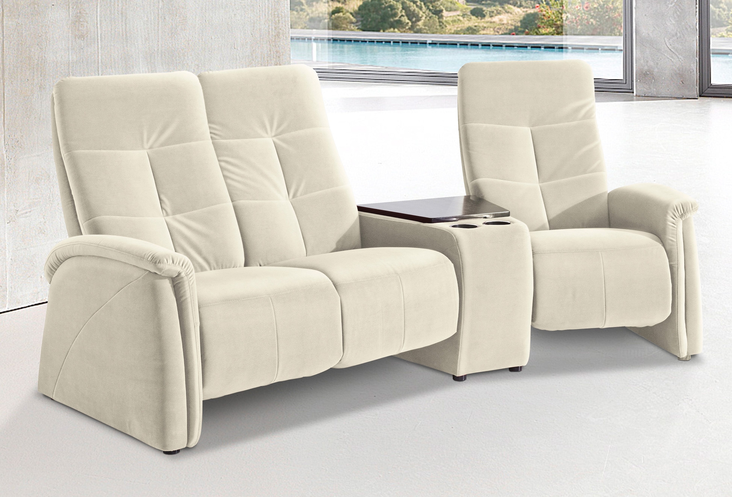 exxpo - sofa fashion 3-Sitzer "Tivoli, Kinosofa mit Tischablage und Stauraumfach, bequem", mit Relaxfunktion