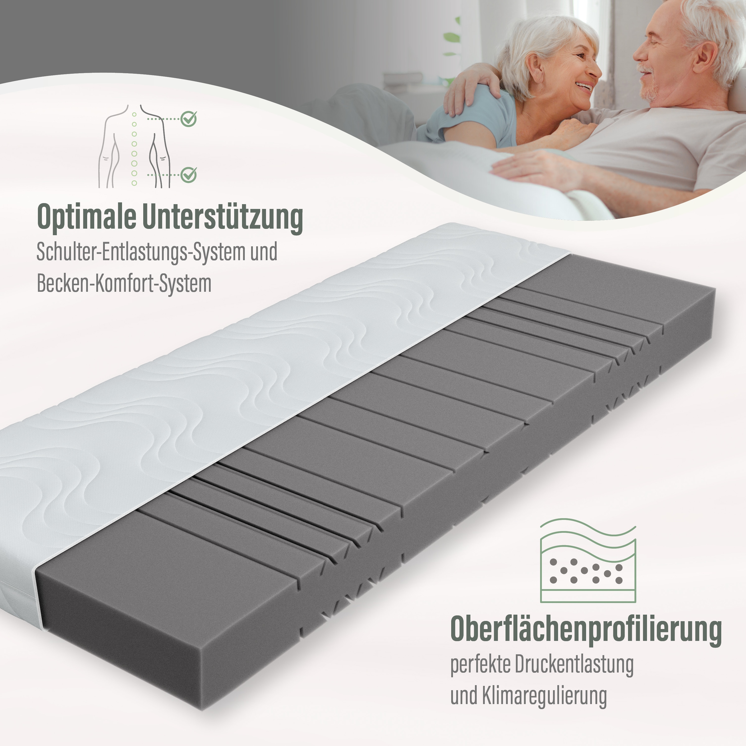 Beco Komfortschaummatratze »Marissa, 7 Zonen Matratze 90x200, 140x200 cm & weitere Größen« 18 cm hoch Raumgewicht: 30 kg/m³ 1 Stk. tlg. ergonomischer Schlaf , getestet in 90x200, H3, Ausgabe 10/2025