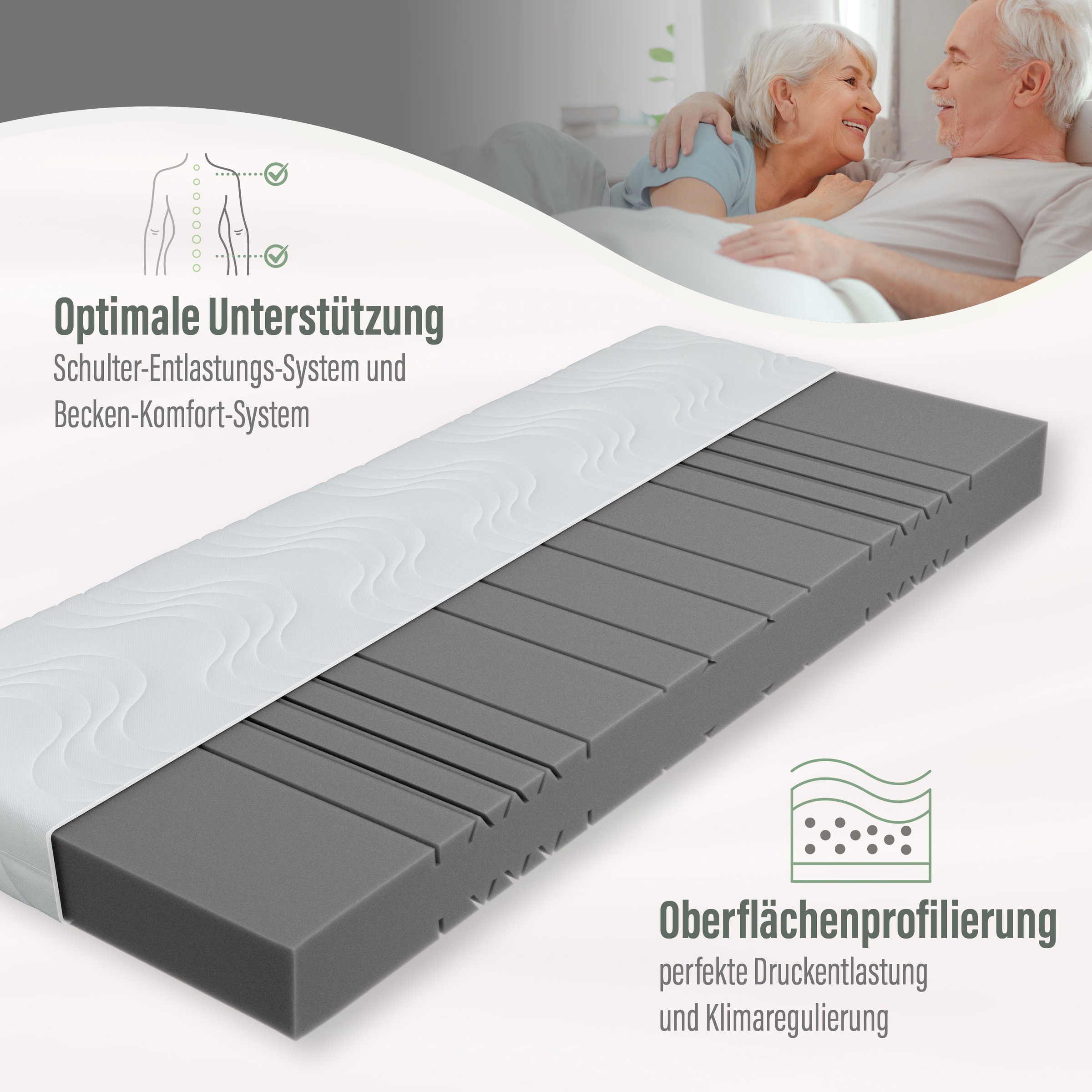 Thumbnail - Beco Komfortschaummatratze "Marissa, 7 Zonen Matratze 90x200, 140x200 cm & weitere Größen" 18 cm hoch Raumgewicht: 30 kg...