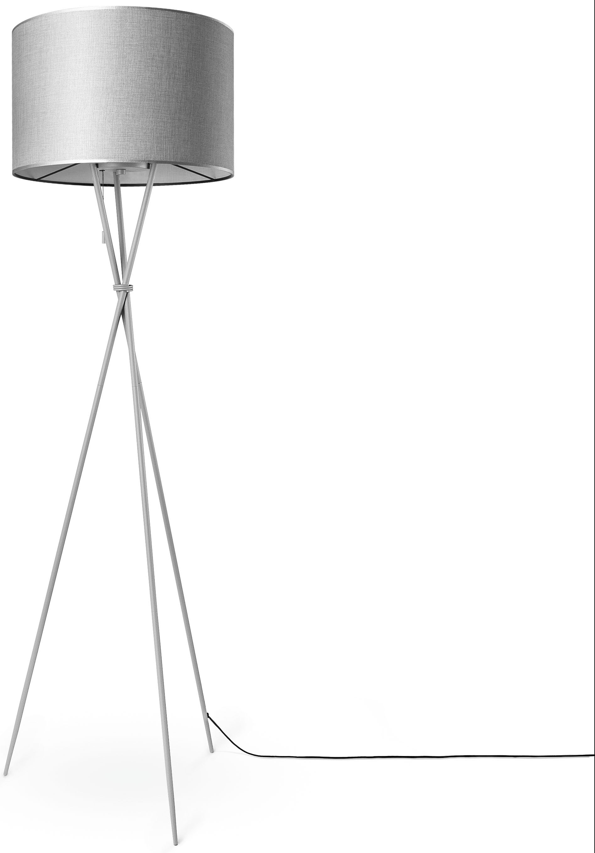 Schirm Standleuchte E27 BAUR Stoffschirmlampe | UNI Stehlampe »KATE Paco Dreibein Textil Home CANVAS COLOR«, Wohnzimmer