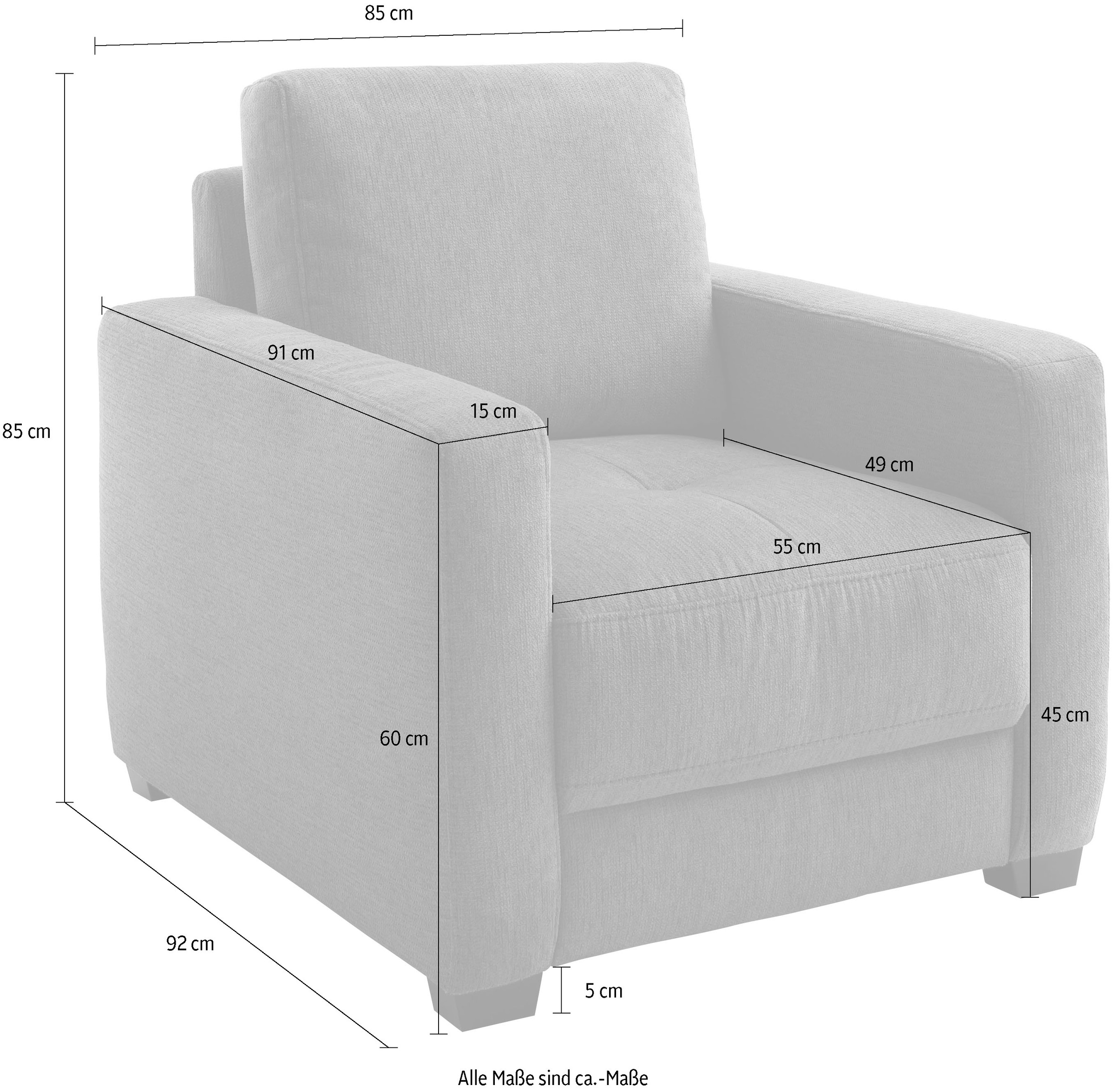 Mr. Couch Sessel »Pierre de Luxe mit Holzfüßen« 1 Stk. tlg. Mit Boxpring-Taschenfederkern