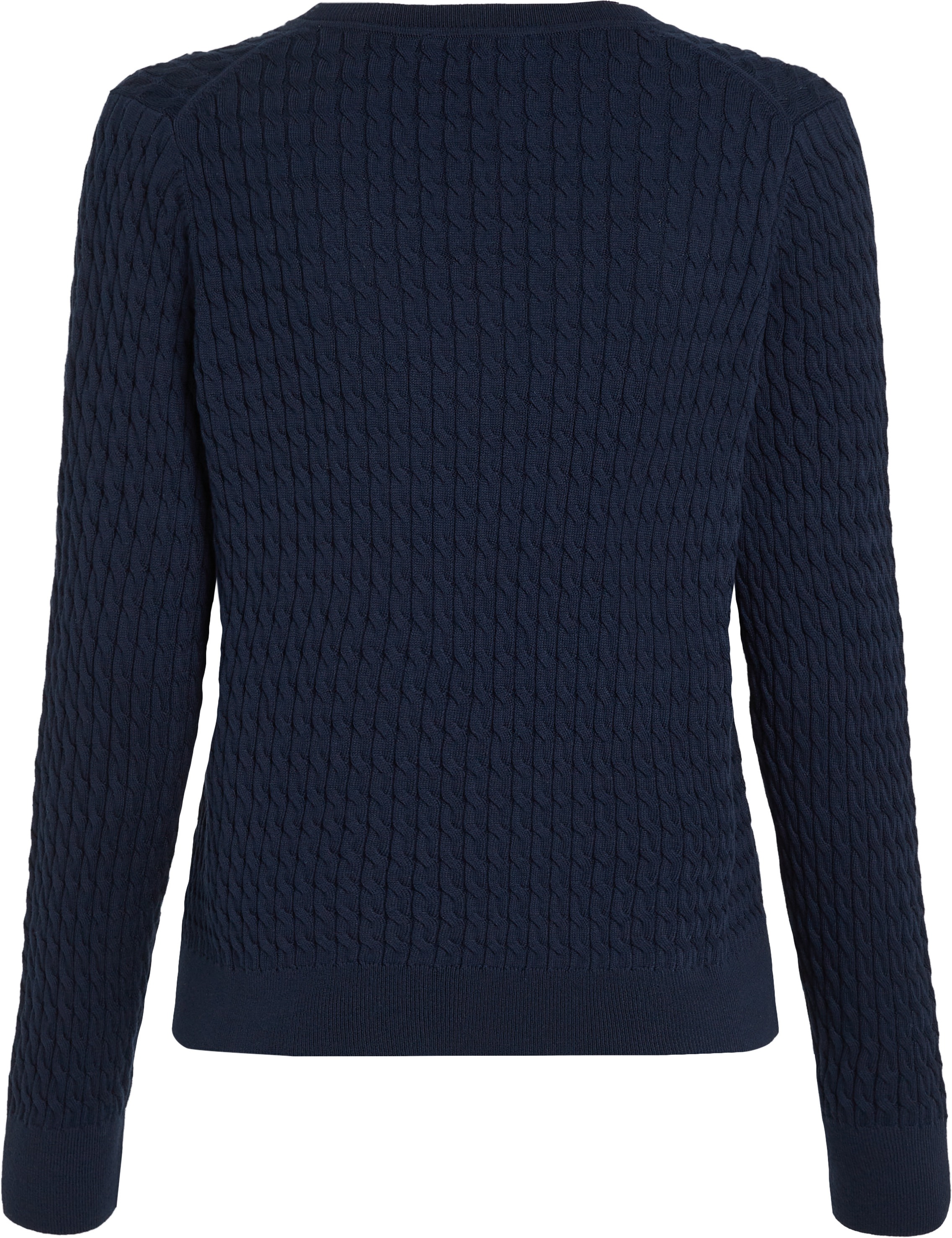 Tommy Hilfiger V-Ausschnitt-Pullover »CO CABLE V-NK LS SWT«, mit Zopfmuster, Logostickerei