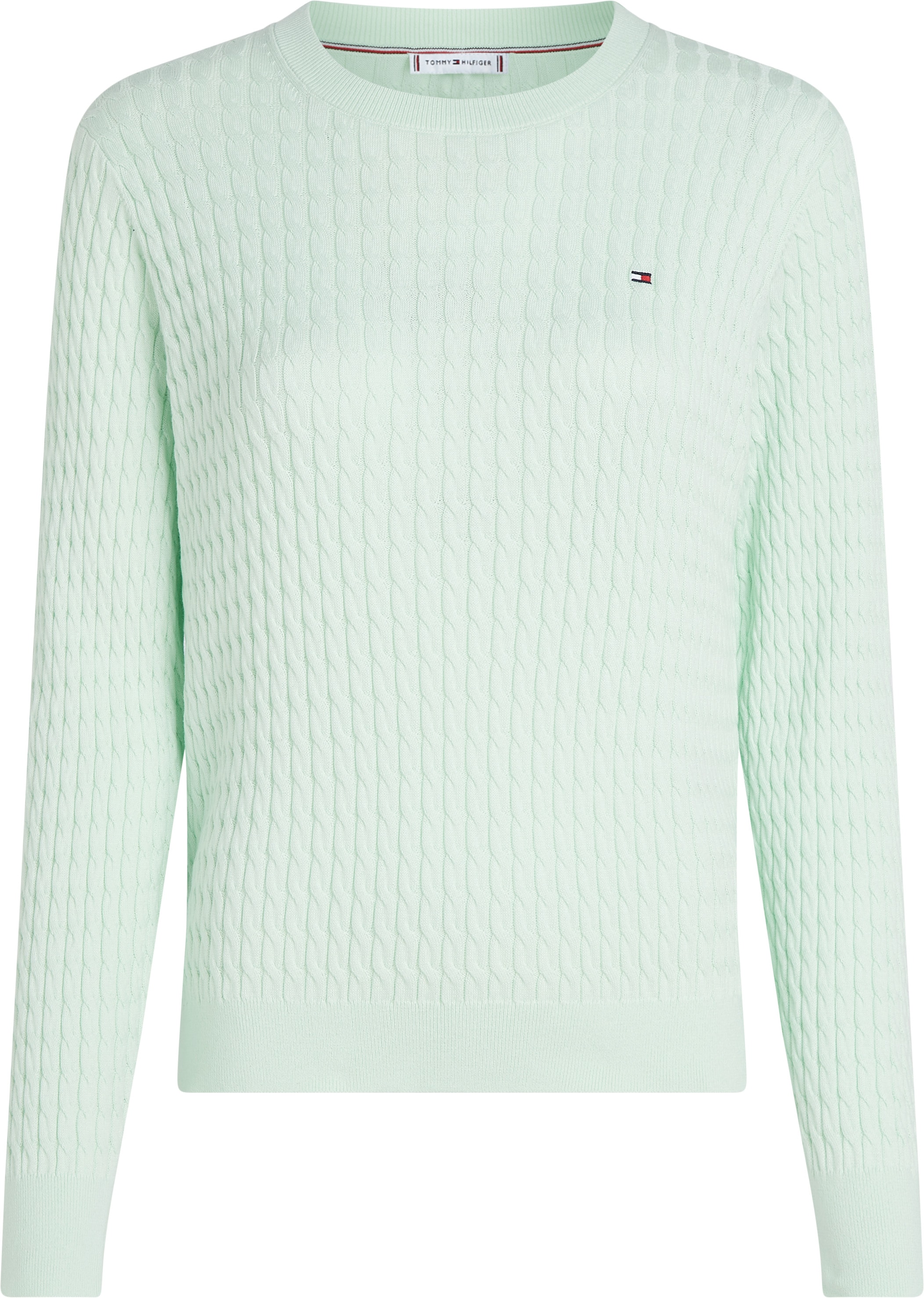 Tommy Hilfiger Rundhalspullover »CO CABLE C-NK LS SWEATER«, mit Zopfmuster