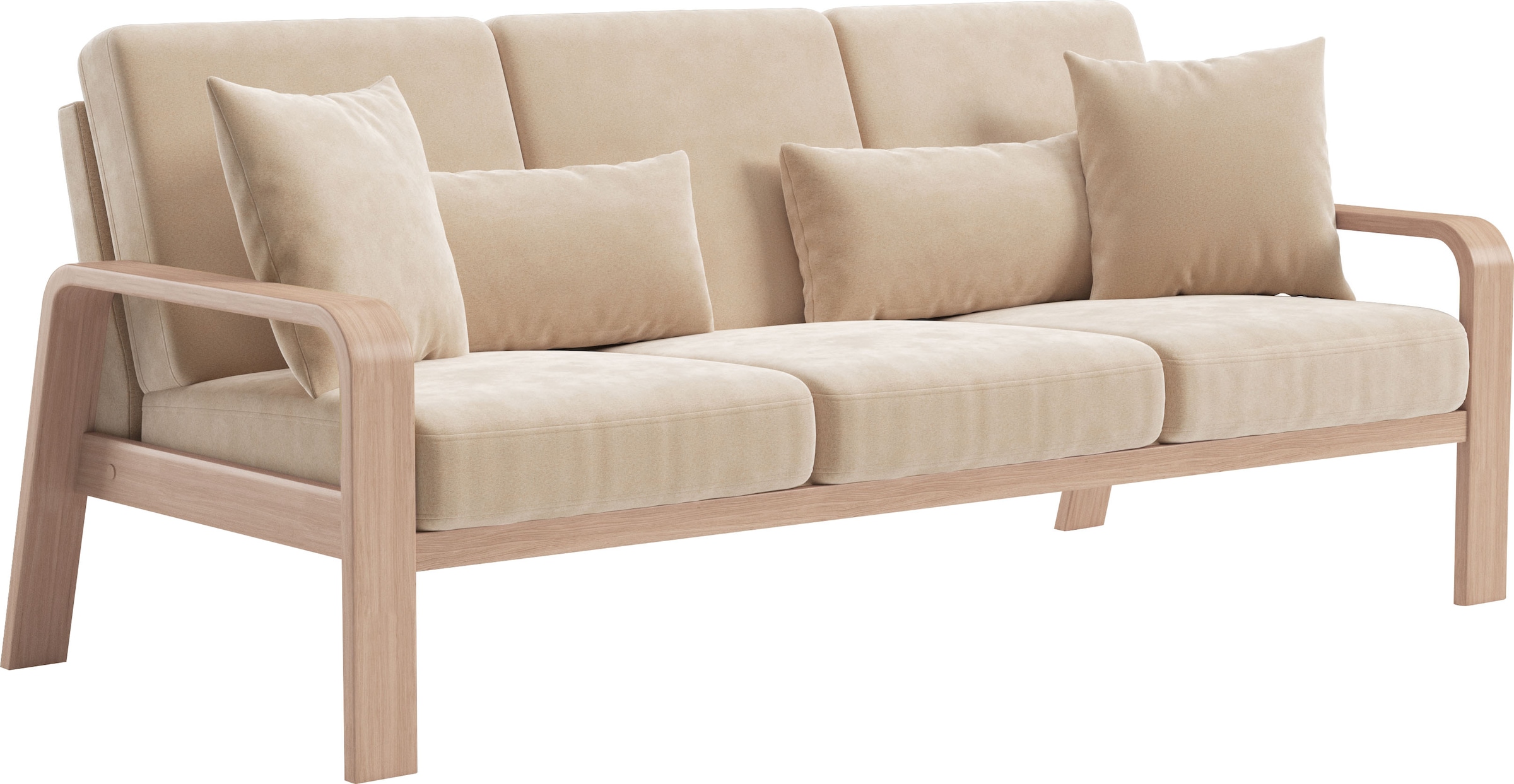 sit&more 3-Sitzer »Kolding« Armlehnen aus Buchenholz in natur, verschiedene Bezüge und Farben