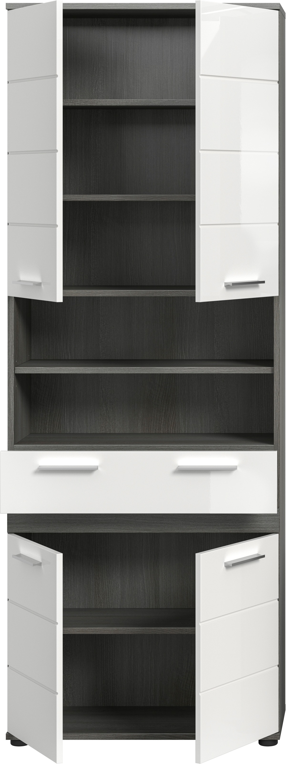 welltime Hochschrank »LUCCA, Breite 70cm, 4 Türen, 1 Schubkasten, 7 Fächer« Badschrank, Badmöbel, Badezimmer, Universalschrank, Mehrzweckschrank