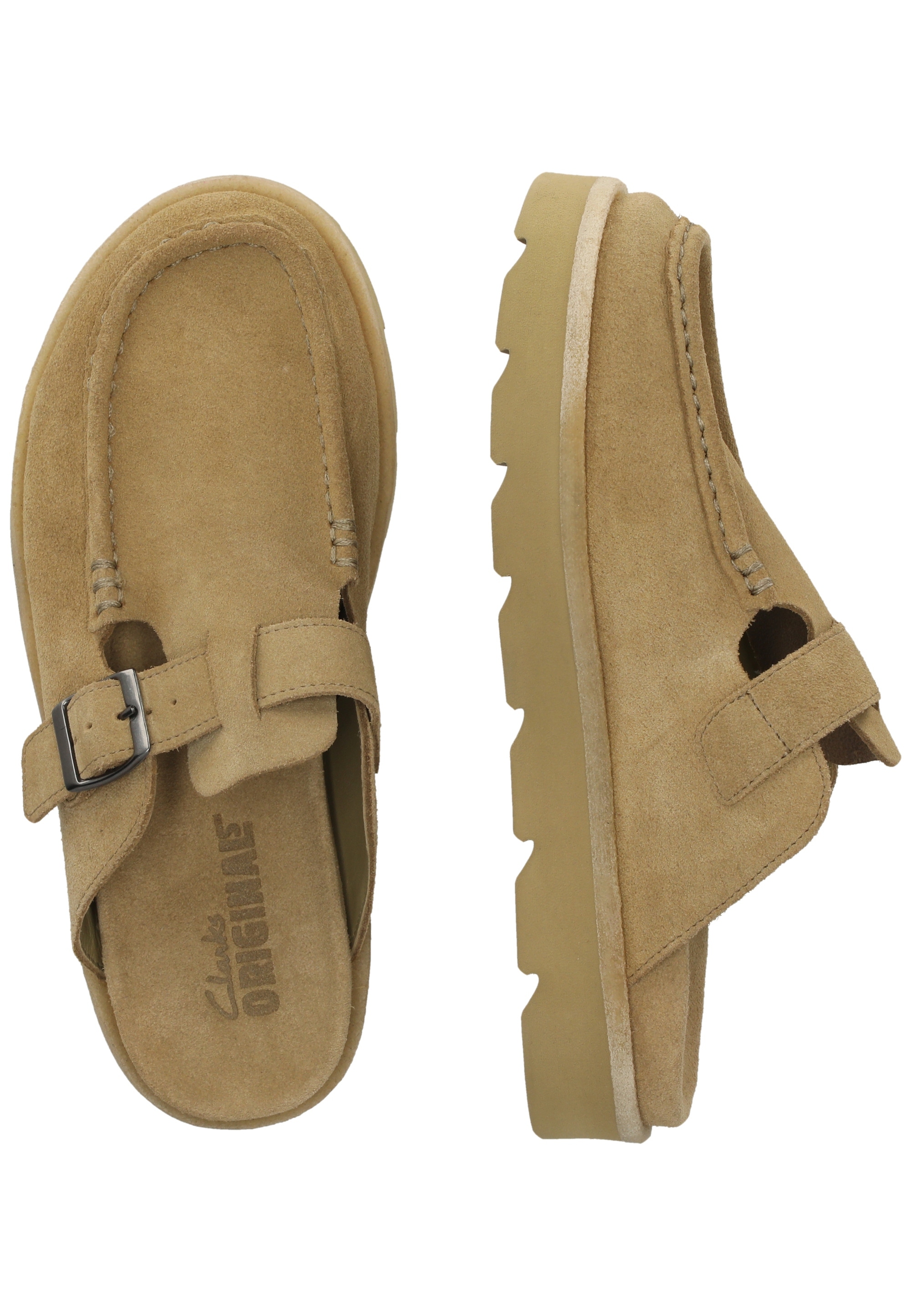 Clarks Pantolette »Meare Mocc«  mit antiker Schnallenverzierung