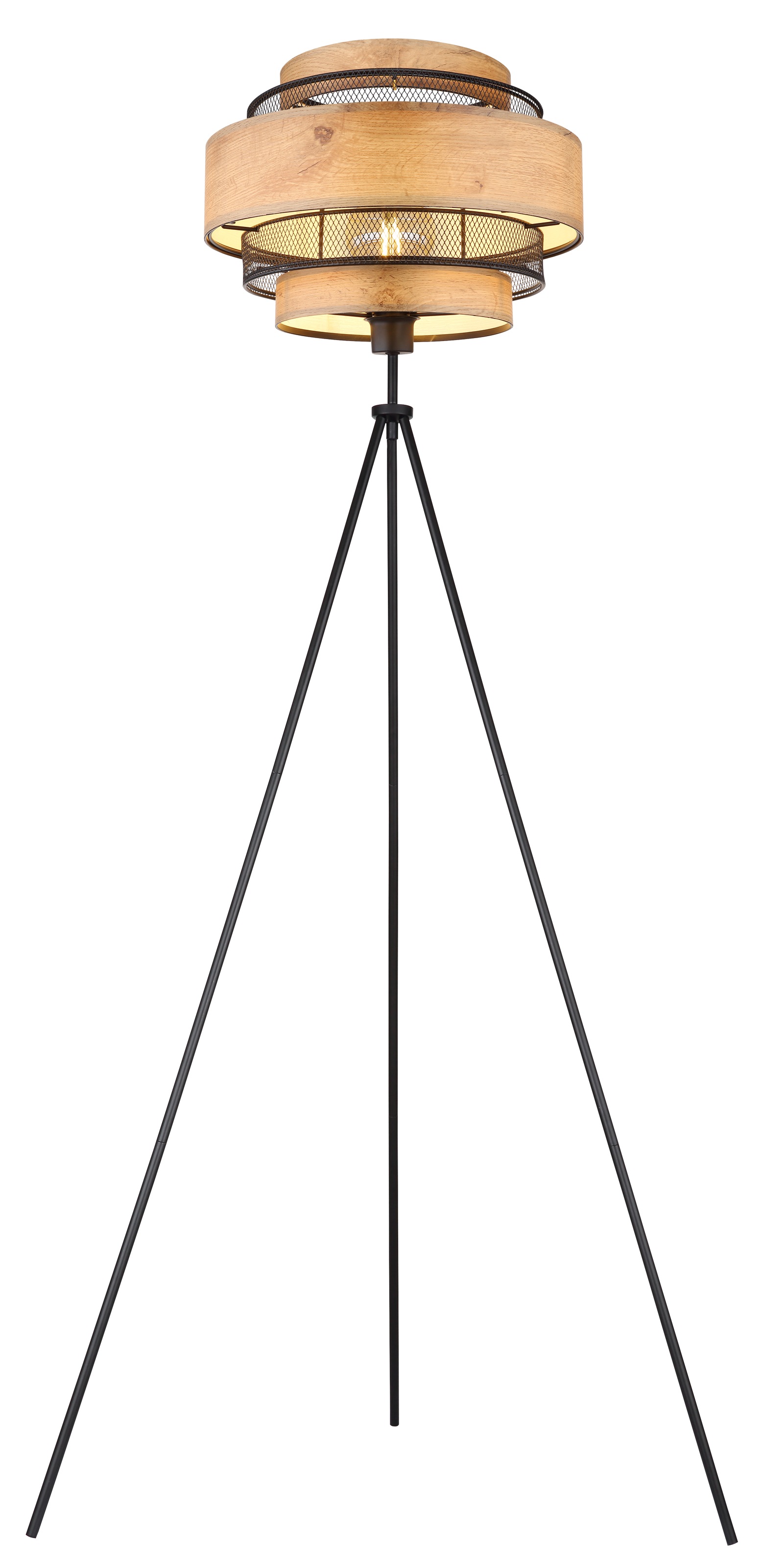 GLOBO LIGHTING Stehlampe »SOENI«, Leuchtmittel E27 | ohne Leuchtmittel, Stehlampe/holzoptik/Metallgeflecht/Wohnzimmer/Flur