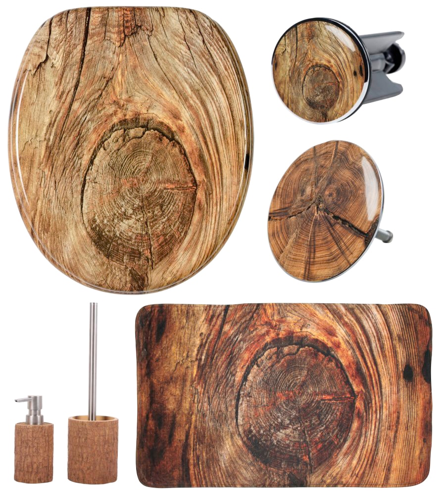 Sanilo Badaccessoire-Set "Rustikal" bestehend aus WC-Sitz, Badteppich, Stöp günstig online kaufen