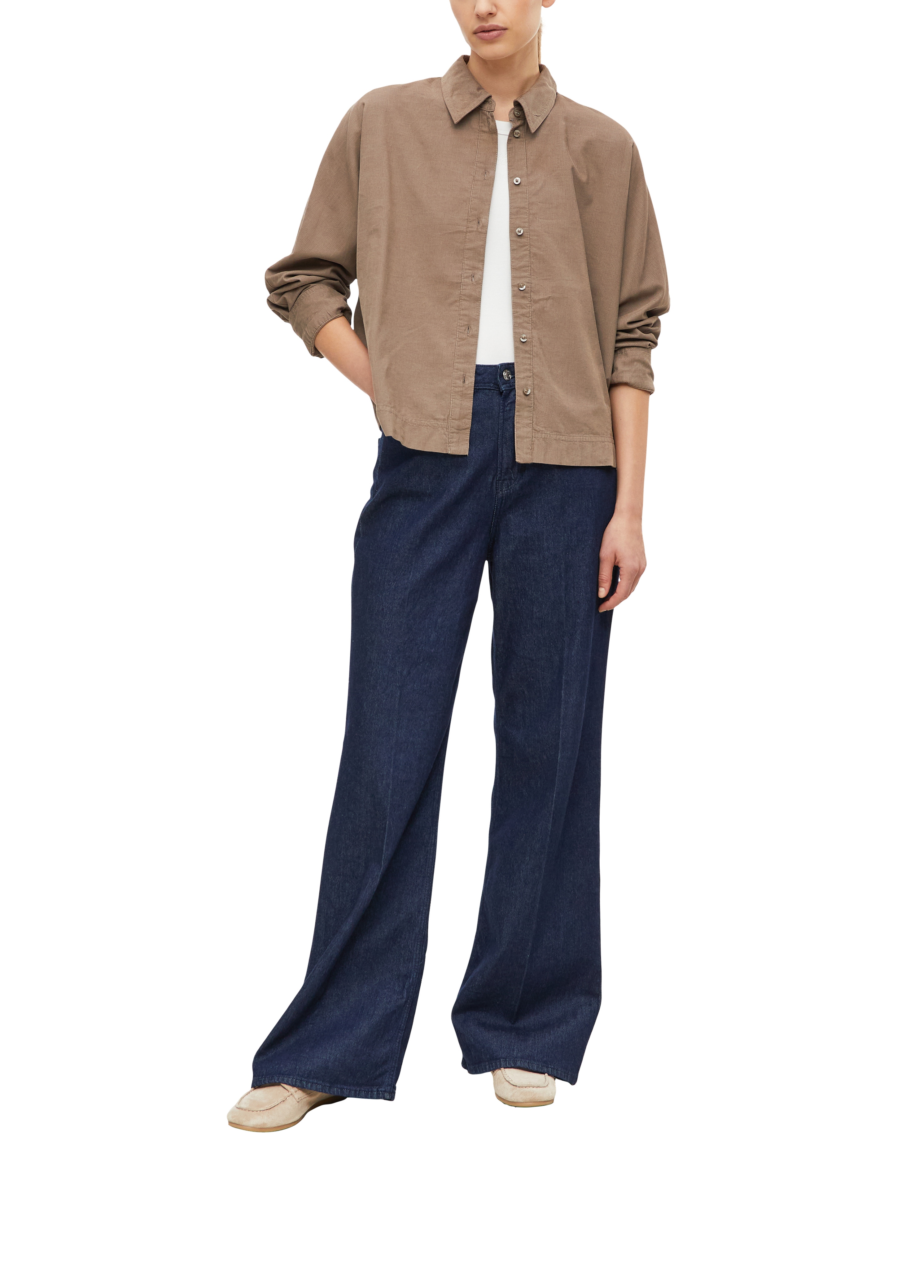 s.Oliver Langarmbluse Cordbluse mit Hemdkragen und Knofpleiste