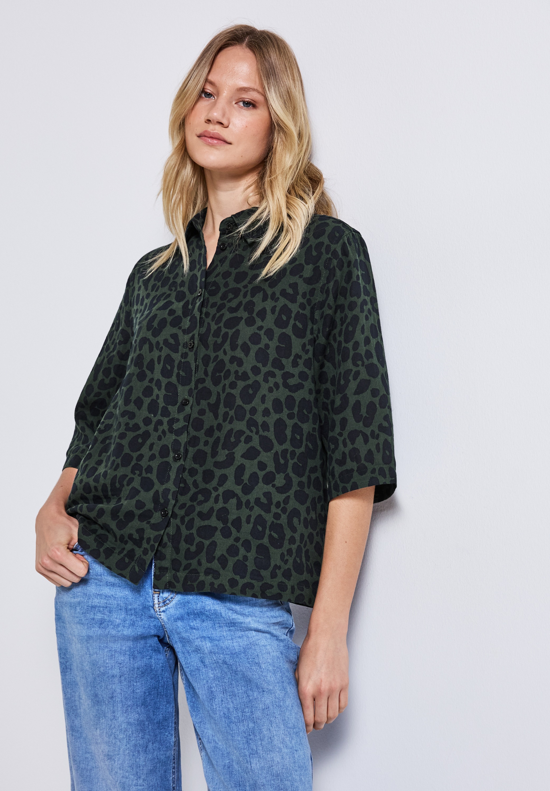 STREET ONE Hemdbluse, mit Animal-Print und im Musselin-Look günstig online kaufen