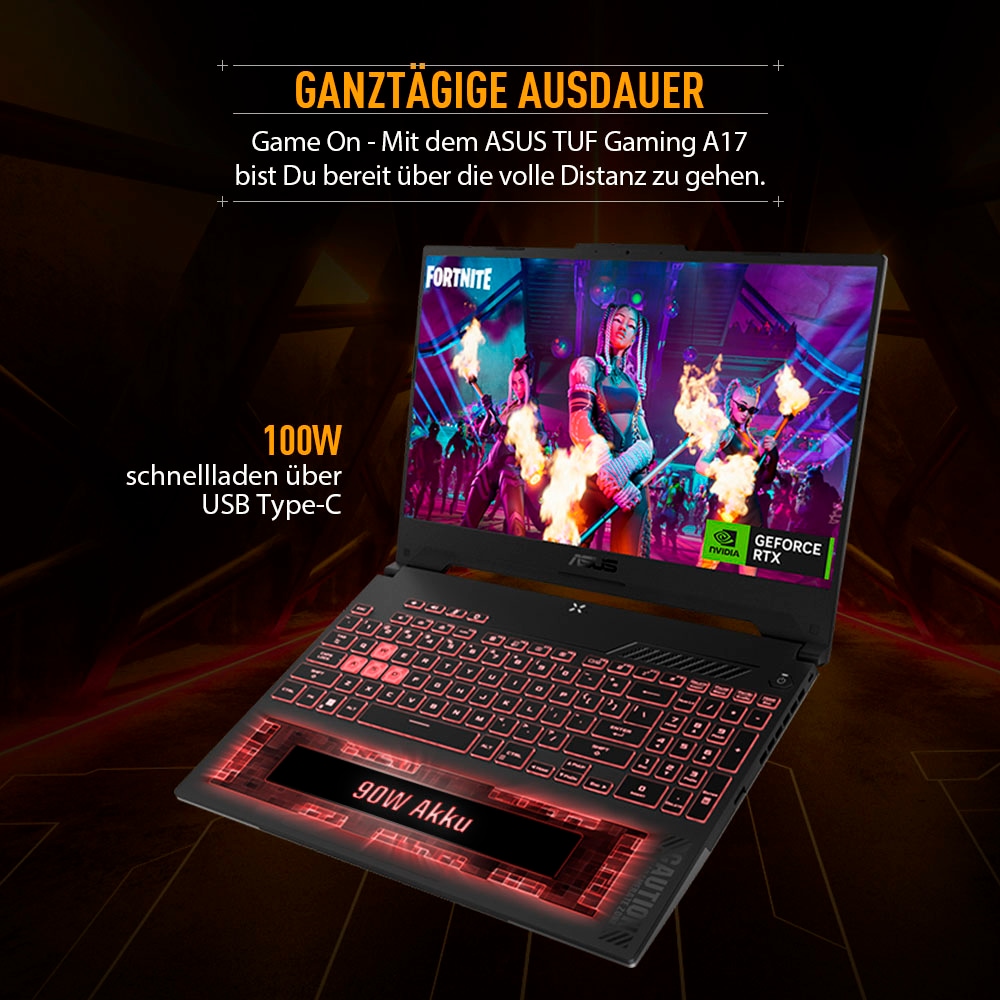 Asus Gaming-Notebook »TUF Gaming A17 FA707NU-HX051W«, 43,9 cm, / 17,3 Zoll, AMD, Ryzen 5, GeForce RTX 4050, 512 GB SSD