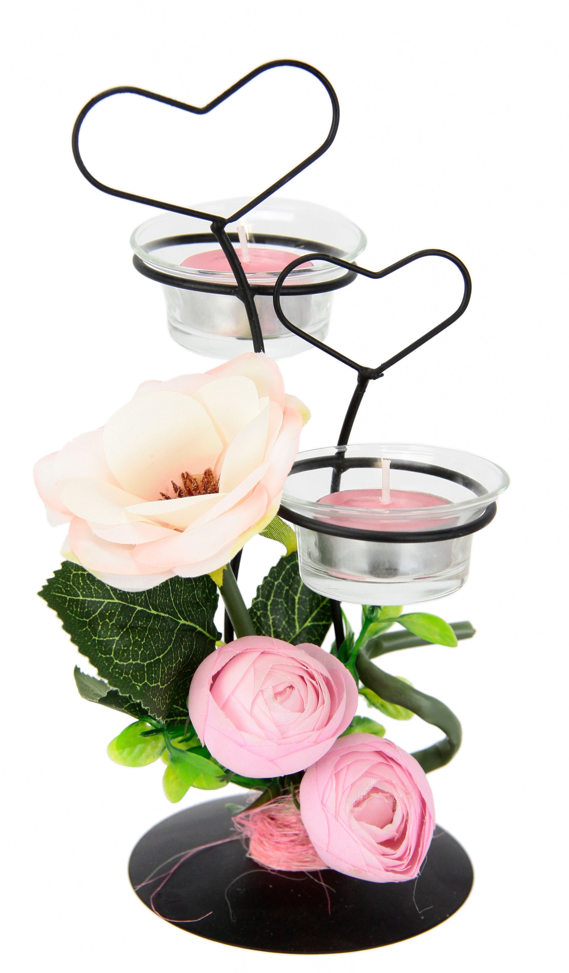 I.GE.A. Teelichthalter »Rose«, (1 St.), Glas, Kunststoff, Metall, rosa  bestellen | BAUR