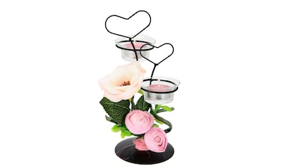 I.GE.A. Teelichthalter »Rose«, (1 St.), Glas, Kunststoff, Metall, rosa kaufen