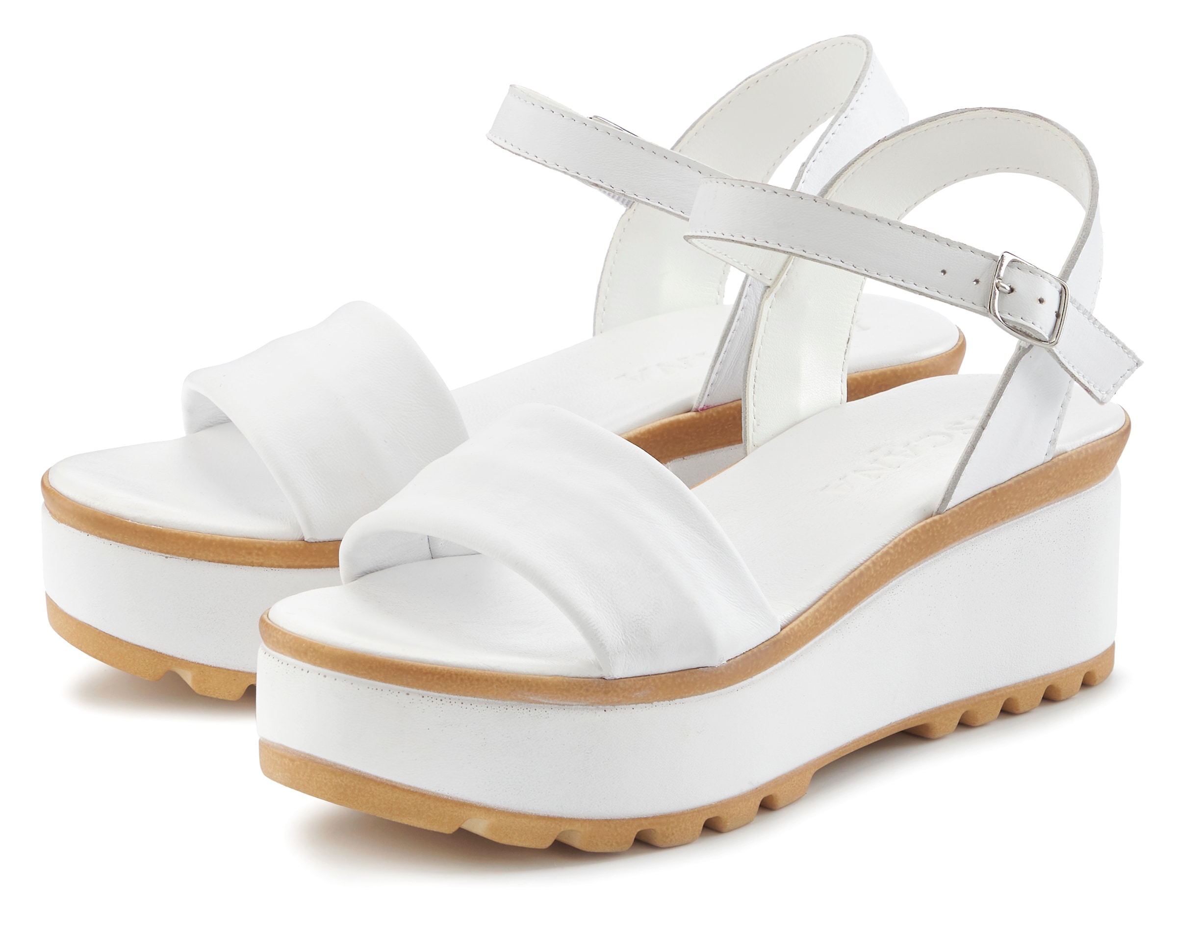 LASCANA Sandalette »Riemchensandalette, Sandale, Sommerschuh«, aus Leder mit Keilabsatz